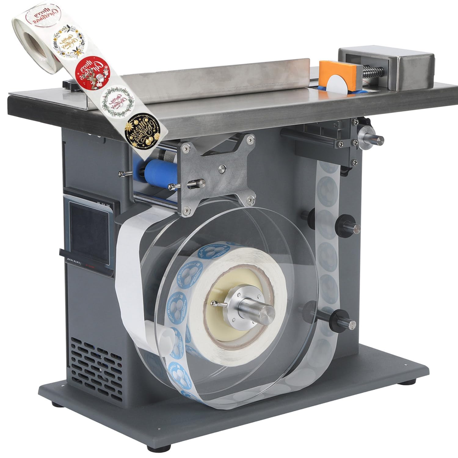 YXZQLOZ Desktop Label Applicator Machine for Round Labels,Semi-Auto Labeling Handles Opaque & Transparent Labels
