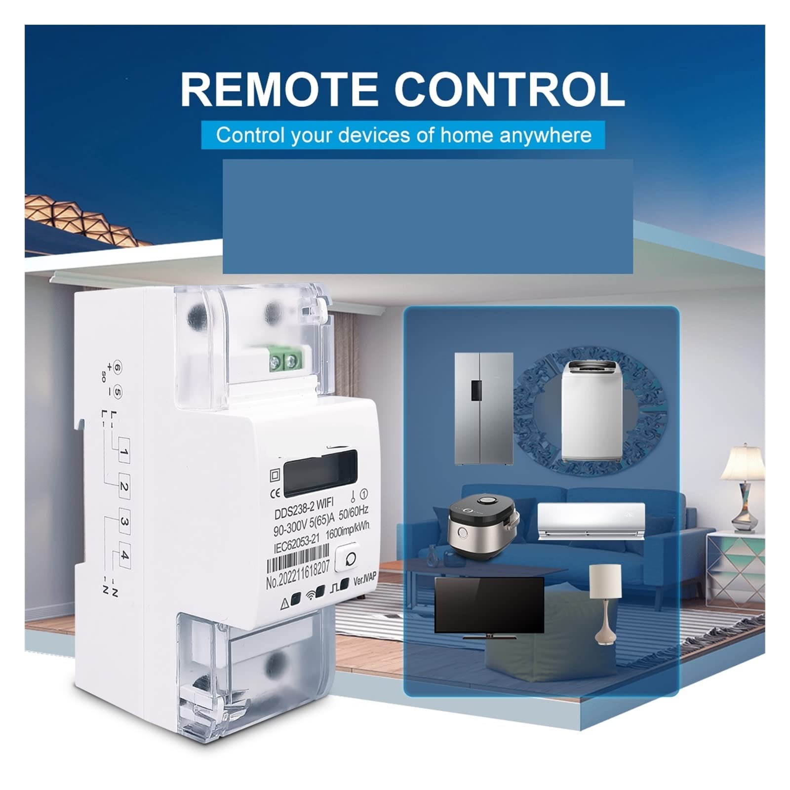 Contatore Energia Elettrica, Bidirezionale Contatore di energia Timer Consumo energetico Monitor KWh Meter Wattmetro Tensione e protezione corrente, Facile da Installare