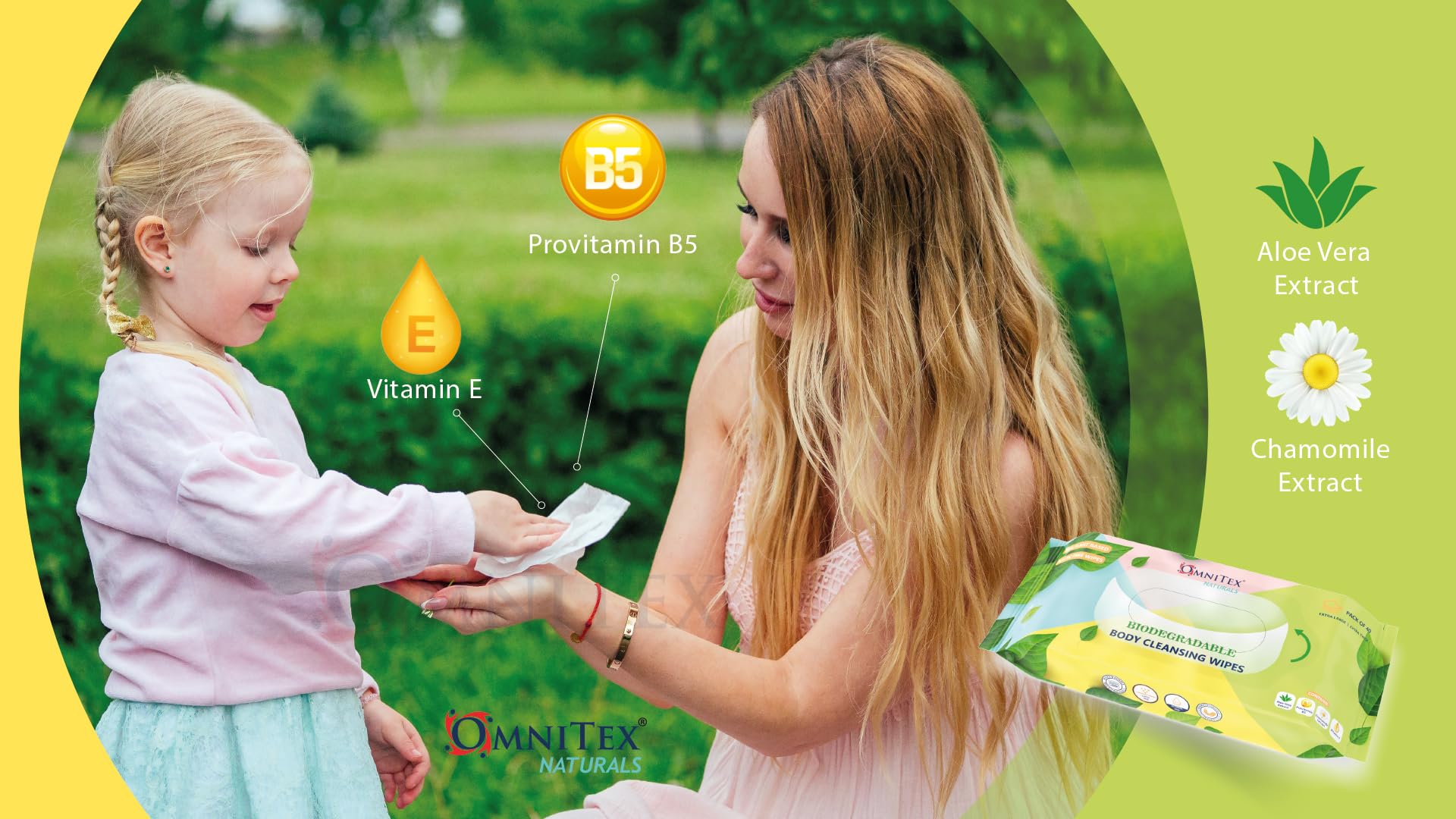 Omnitex Lot de 2 paquets de 40 lingettes nettoyantes biodégradables extra larges et extra épaisses pour le corps – Passent au micro-ondes | Sans rinçage pour le camping, les festivals, le bain au lit