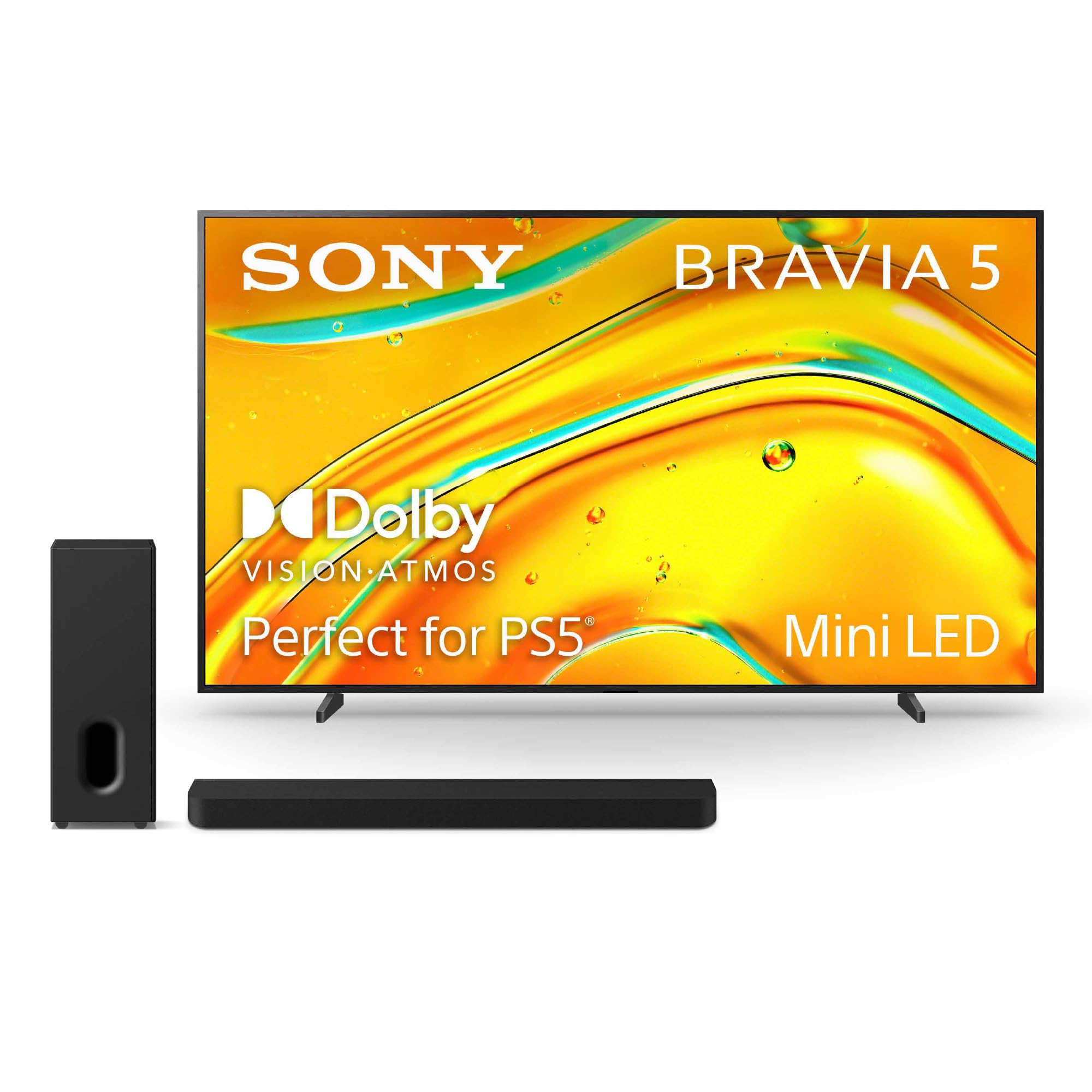 Sony BRAVIA 5 98-Inch 4K Mini LED Smart TV (K-98XR50) with BRAVIA Theater Bar 7 9-Speaker Soundbar and Included BRAVIA Theater Sub 7 Wireless Subwoofer (HT-AP710) Bundle
