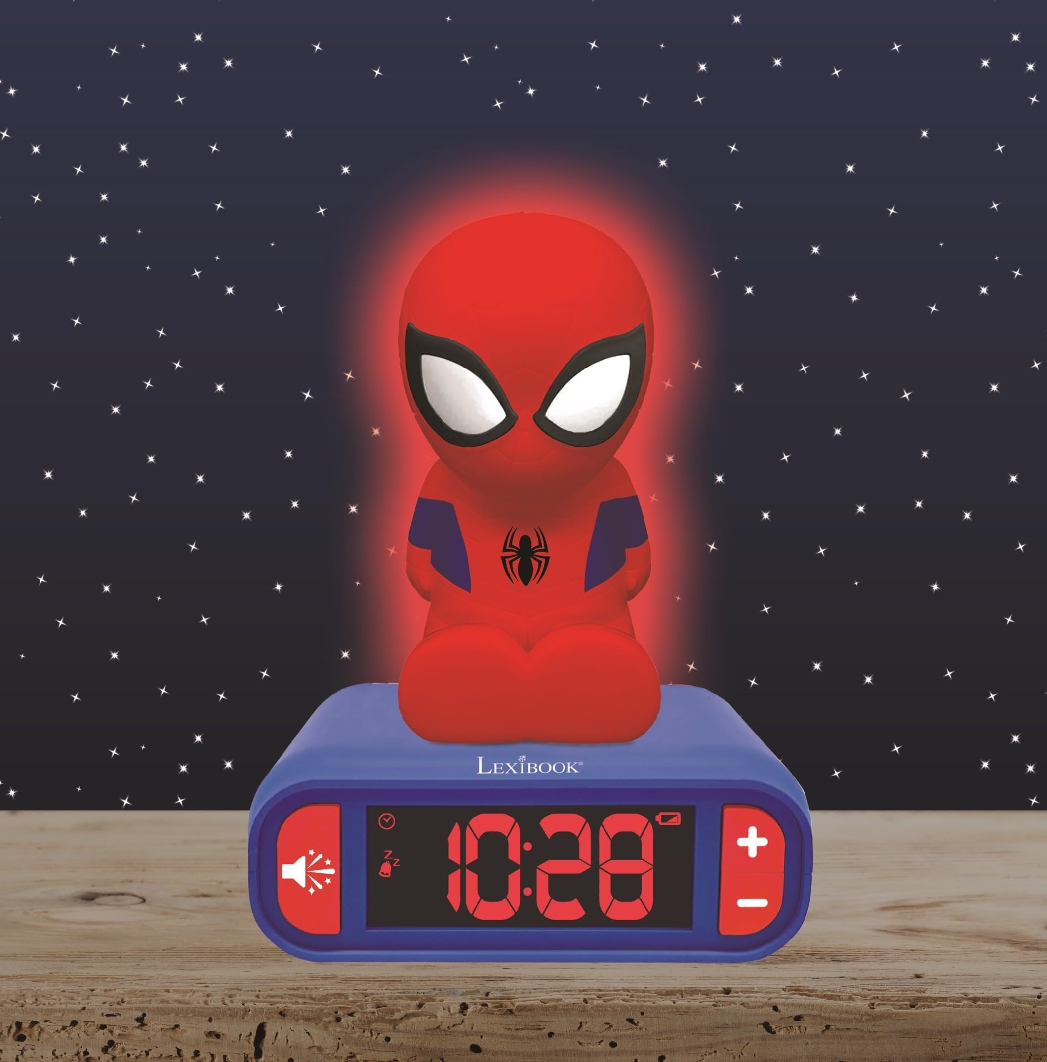 LEXIBOOK, Spider-Man, Nightlight alarm clock, Sounds and Melodies, LCD Backlit screen, Luminous, Snooze, Blue/Red, RL800SPLXB - Image 2