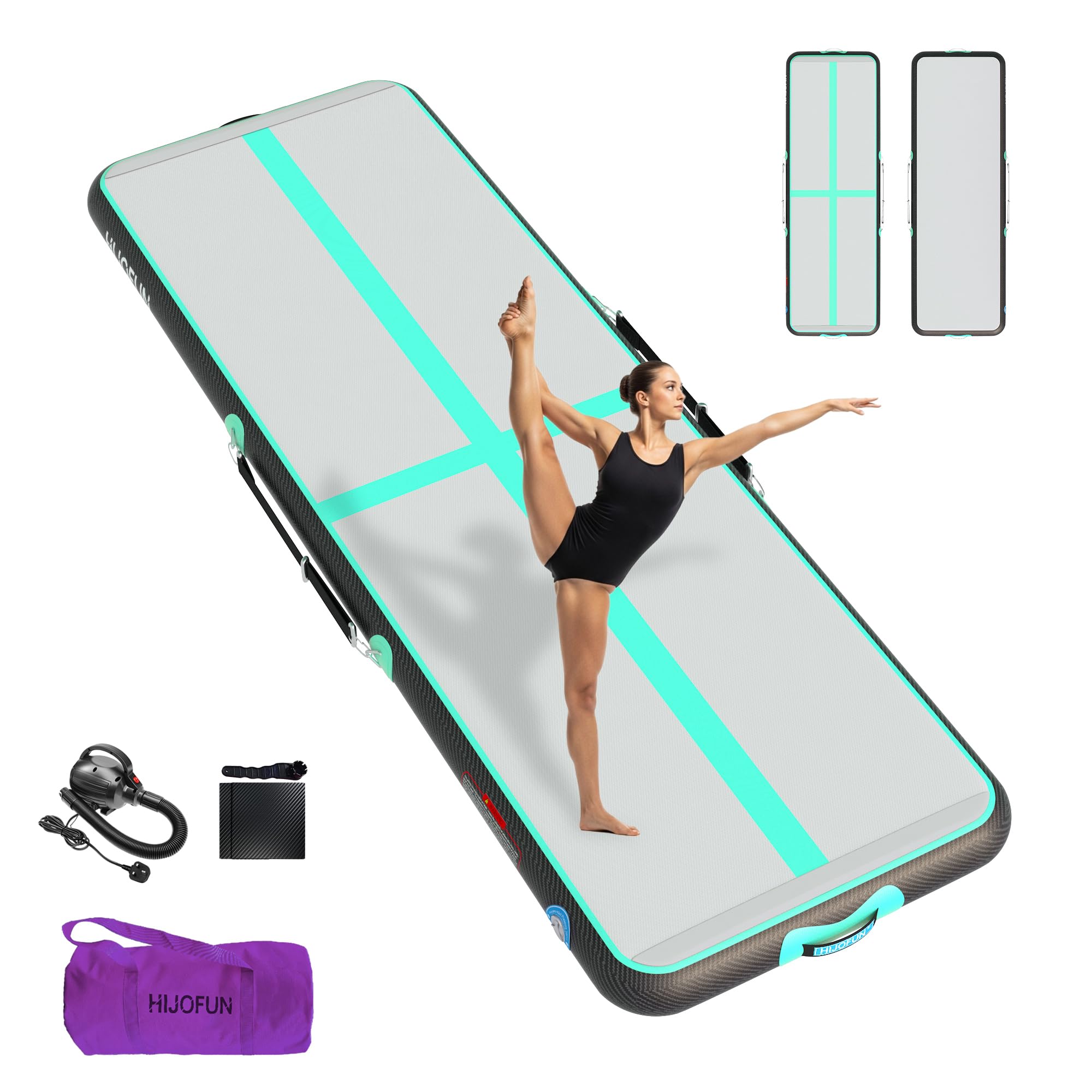 HIJOFUN Inflatable Gymnastics Mat, Tumble Track 3m/4m/5m/6m for Training with Practical Pump, 10/20cm Thickness Gymnastics Air Mat for Home Use/Tumbling/Yoga/Taekwondo/Dance
