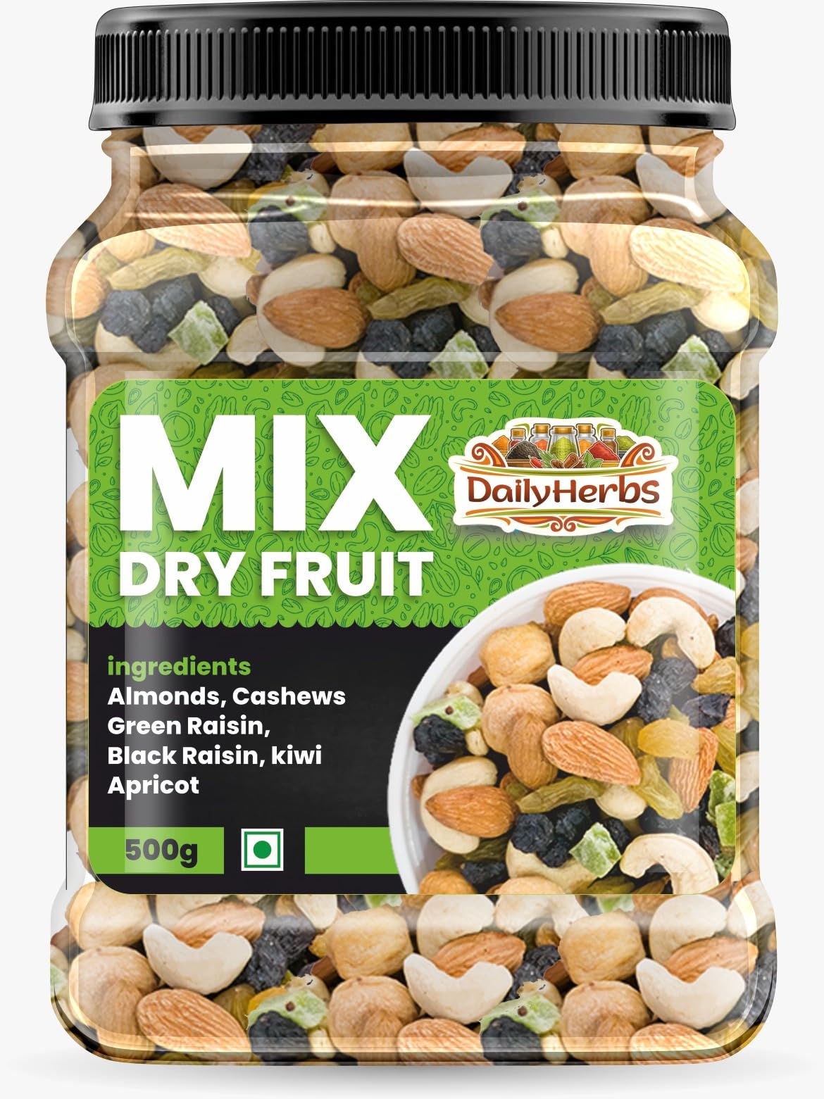 DailyHerbs 100% Natural Premium Mix Dry Fruits 1Kg With Almonds|Cashew|Dried Kiwi|Black Raisins|Apricot|Kismish|Healthy Mixed Dry Fruits And Nuts(Reusable Jar Pack) (B0CKSXNLMB) Amazon Price History, Amazon Price Tracker