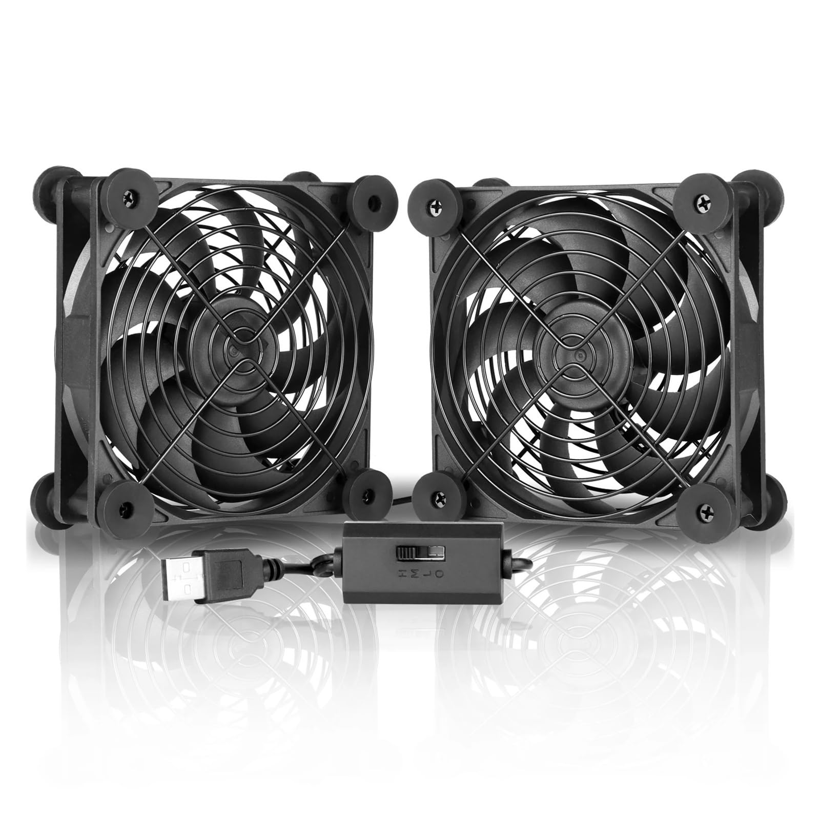 Double ventilateur USB 120mm anti surchauffe pour meuble et DVR