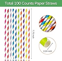 Vista 2 de [100 Pack] Orange Straws, Disposable Orange and White Paper Straws Biodegradable Fall Straws for Aperol Spritz Cocktails, Lemonade, Party