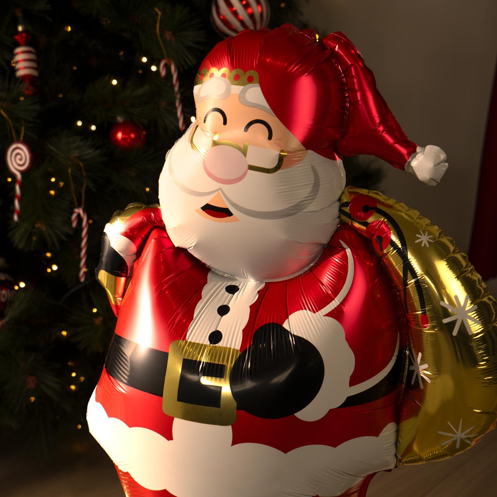 OH YEAH, Balloon with Foil Base of Santa Claus for Christmas, Size XXL, 110 cm, Tree, Party - Image 3
