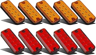 Partsam 10pcs 4x2 Led Side Marker Lamps Clearance Lights Indicators for Truck Trailer Lorry RV Camper Motorhome, Sealed Waterproof, 12V (5Amber+5Red)