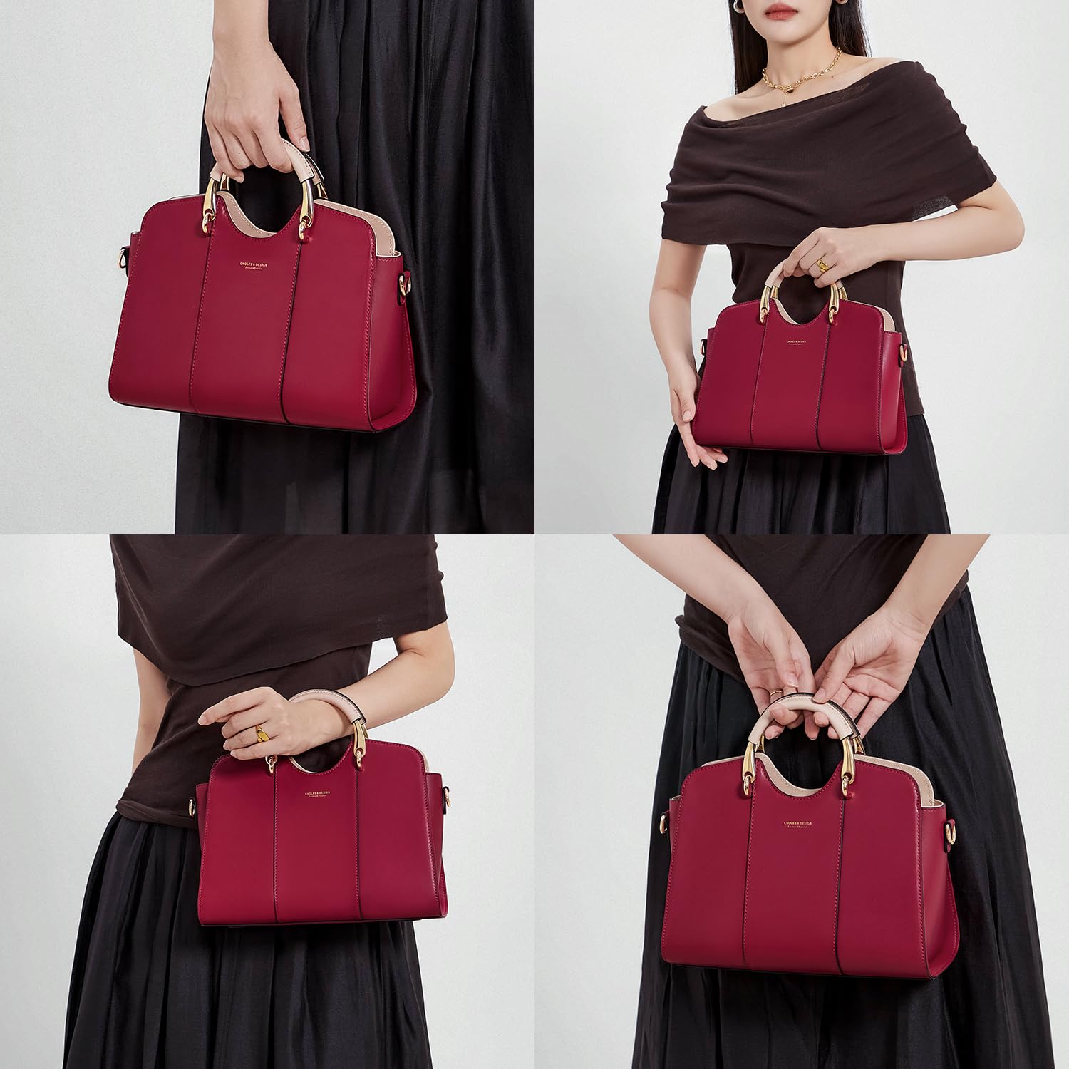 Borsa a mano da donna in pelle, elegante borsa a tracolla – con manico retrò e tracolla – tutti i giorni alla moda lavoro città