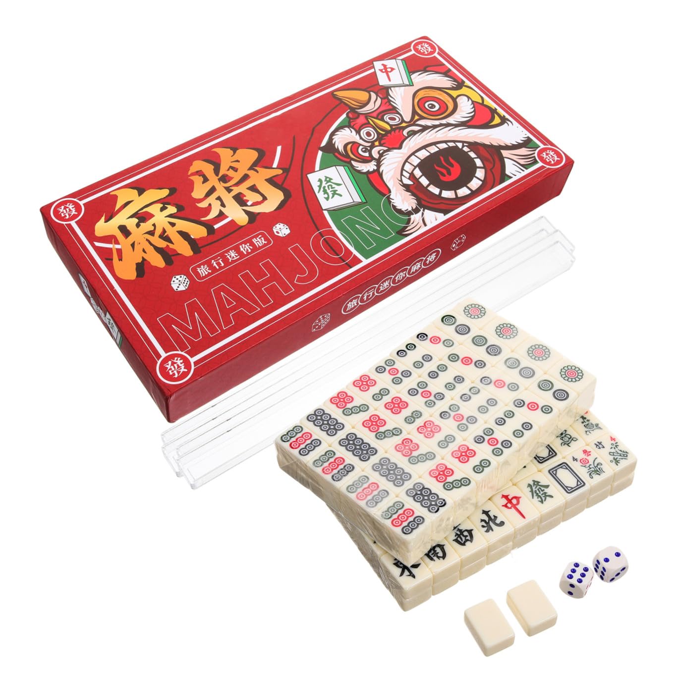 Kleiner Mahjong Spielset Tragbar Kleines Mahjong Reisespiel für Zuhause und Party Langlebiges Kachelspiel mit Praktischem Aufbewahrungskoffer