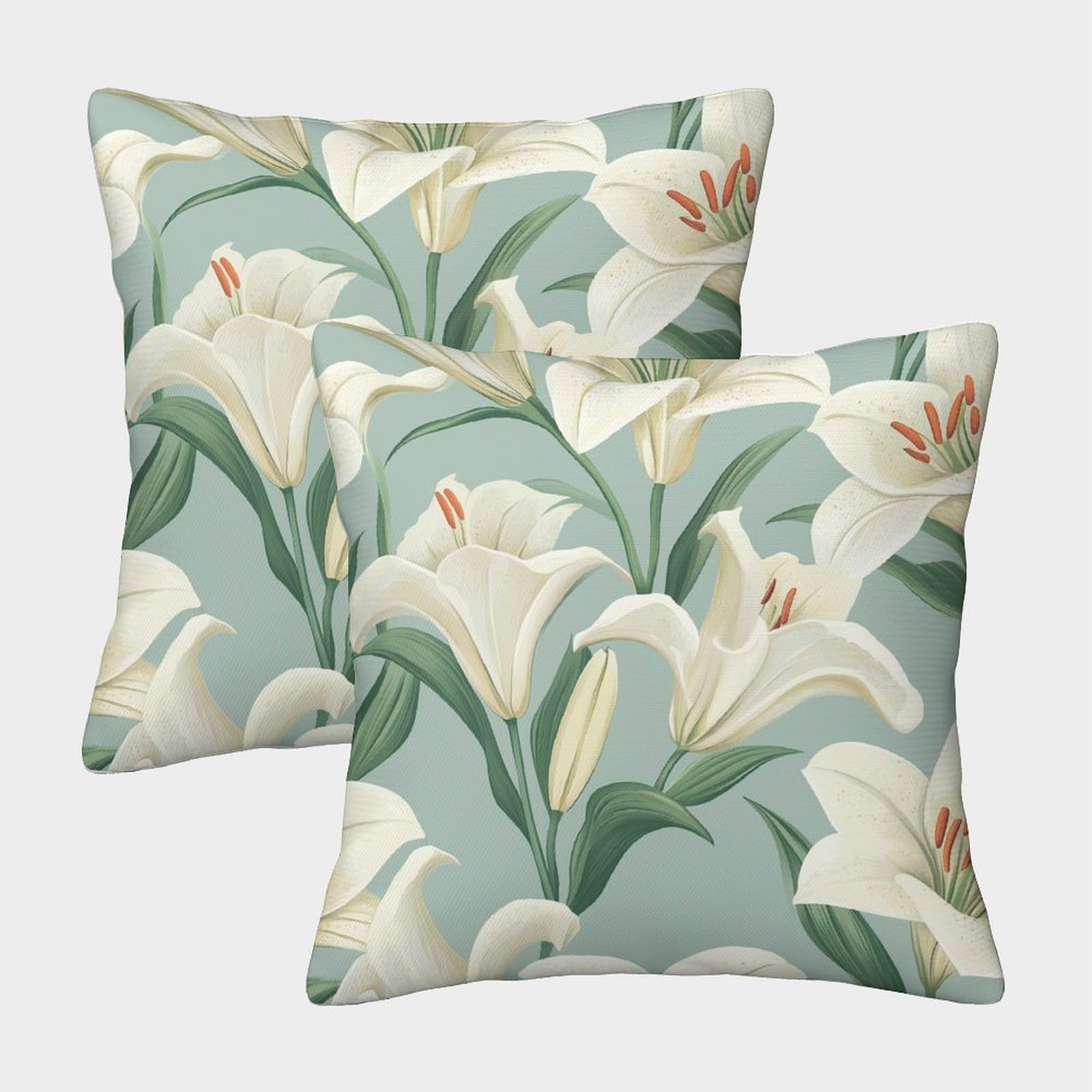 kaiyun 2 Pack Lily,Vintage Style Pillow Case Home Decoration Sofa Cushion Cover 40x40cm