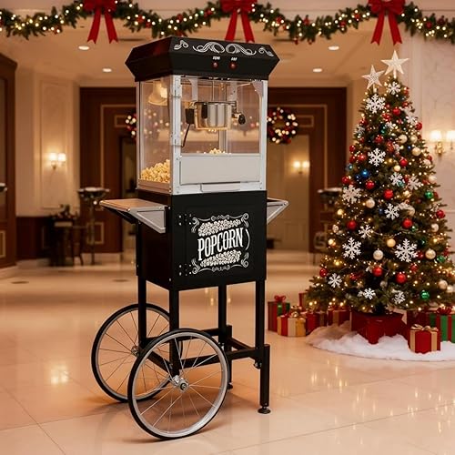 Miniatura 17 de Máquina de palomitas Trygoal, máquina para hacer palomitas con hervidor de 12 oz que hace hasta 64 tazas, carrito profesional de Nostalgia con Rojo