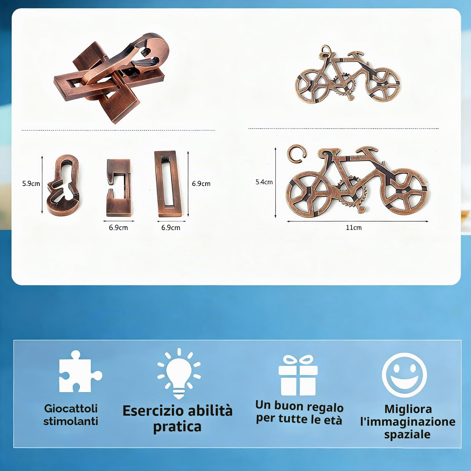 Set di Rompicapo in Metallo per Adulti e Bambini - 18 Pezzi 3D Cube Puzzle Game IQ Test-Giochi, Giochi di Intelligenza IQ, Giocattoli Antistress, Regalo per Natale o Compleanno, Viaggio-Game