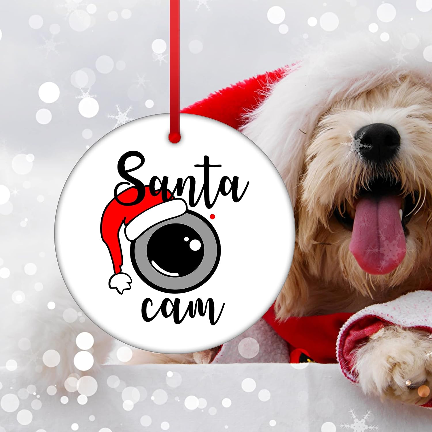 Santa Cam Hat Ornament Christmas Tree Ornament Santa Surveillance Ornament San image 3