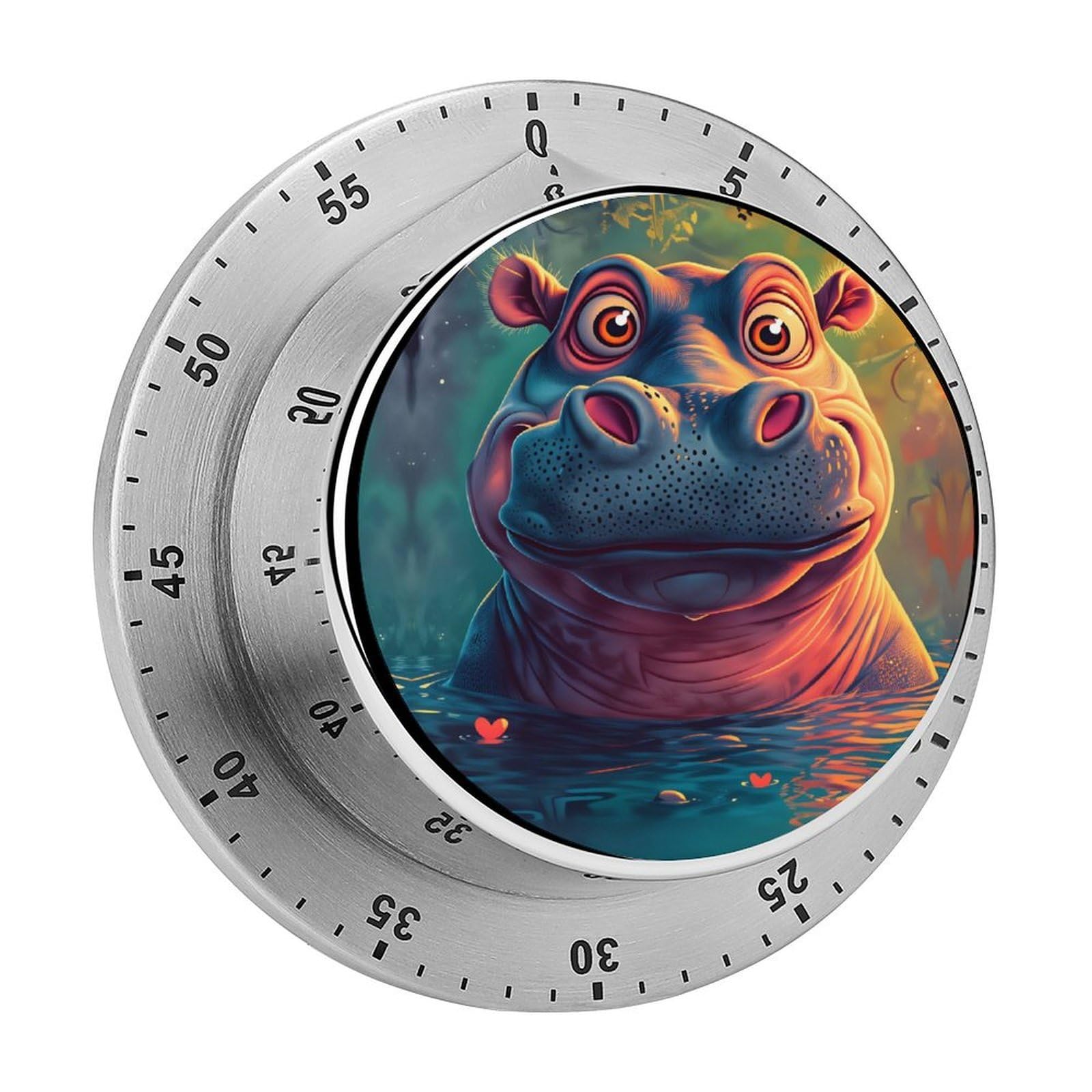Funny Hippo 60 Minute Wind Up Timer,Visual Mechanical Magnetic Timer with Loud Alarm for Kitchen