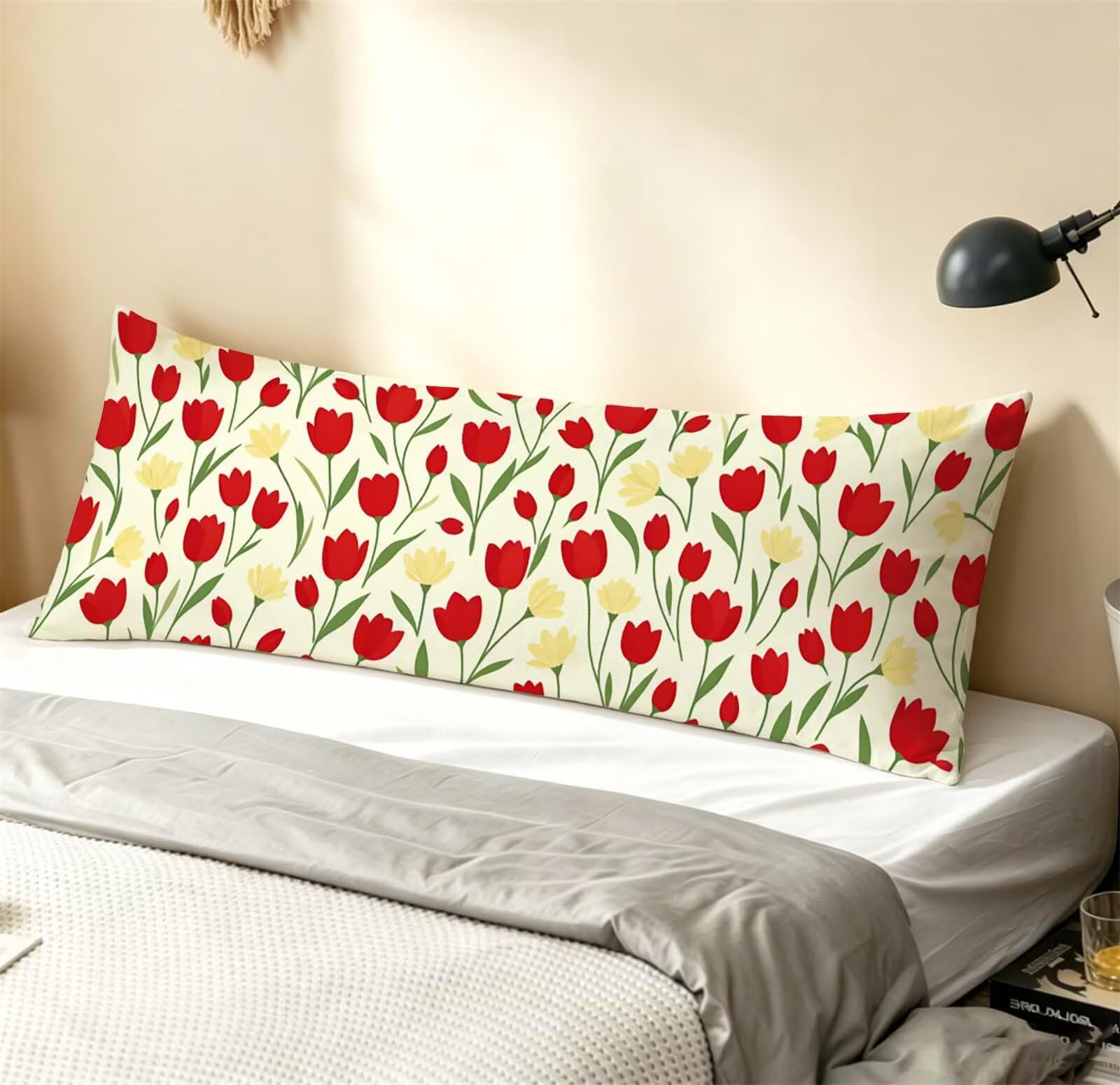 Rosso-7 Federe Cuscino Letto 50 x 150 cm, Grande Cuscini per Divano Lino,