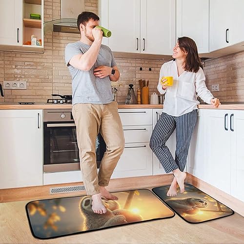 Miniatura 6 de Juego de 2 alfombrillas de cocina con diseño de caramelo de perezoso y acolchadas, absorbentes de agua, antideslizantes, cómodas, para cocina,