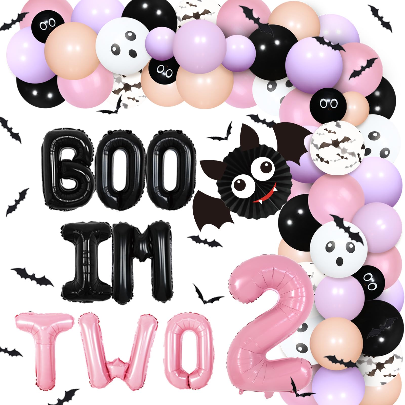 Amazon.com: Halloween 2nd Birthday Party Decorations, Boo Im Two Decor ...