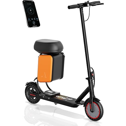 Electric Scooter with Seat for Adults - 19MPH & 15/21-Mile Range, 350W Motor, 8.5" Solid Tires with App Control & Dual Brake System - UL2272 Certified Folding Commuter E-Scooter for Adults