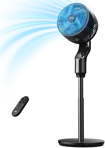 JRD Ventilador para dormitorio, ventilador oscilante de 70, ventiladores de pedestal silencioso de 100 pies para oficina en casa, vertical manual de