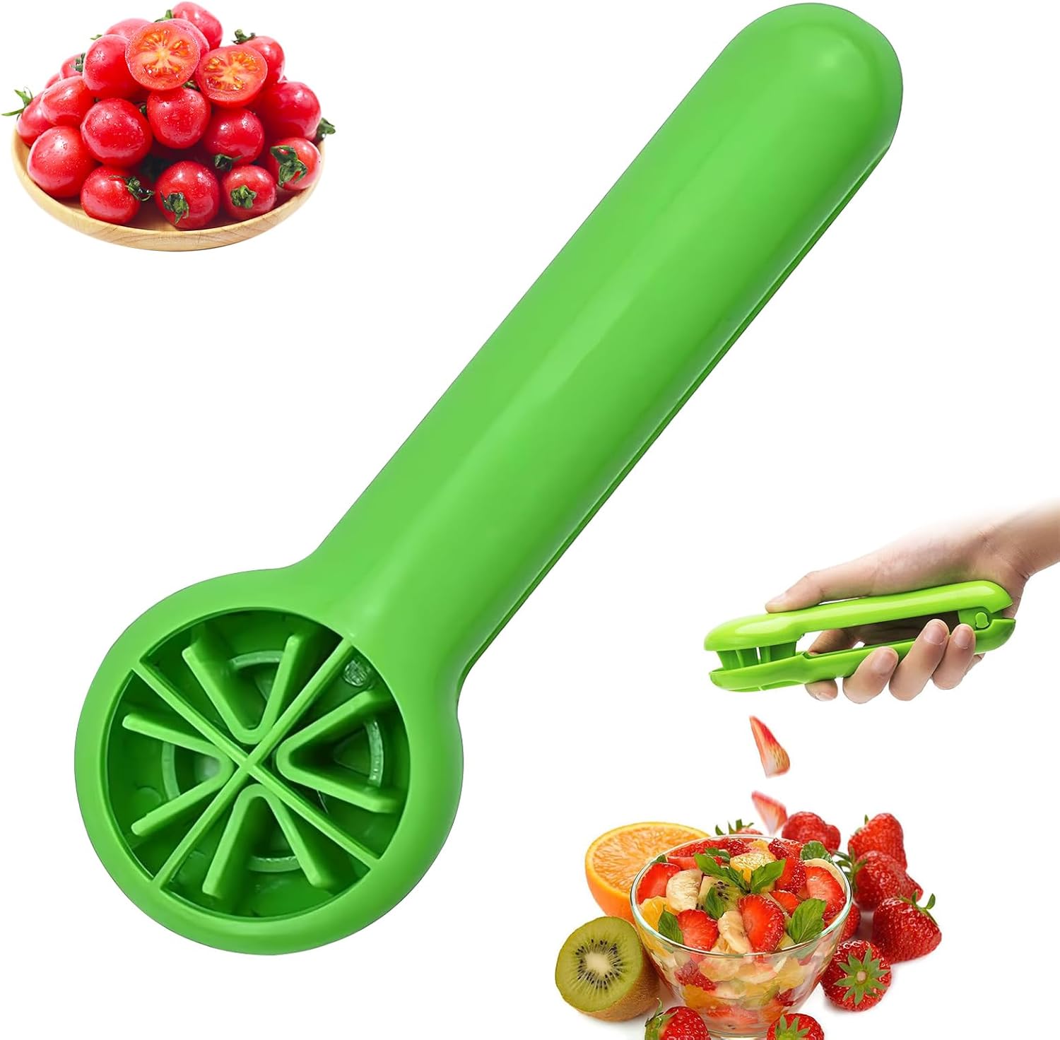 3PC 2026 New Grape Cutter Tool, Fruit Slicer Cuts Grapes, Cherry Tomatoes & Strawberries into 4 Pieces, Handheld Quarter Fruit Cutter Kitchen Gadget for Salad & Snack, BPA-Free