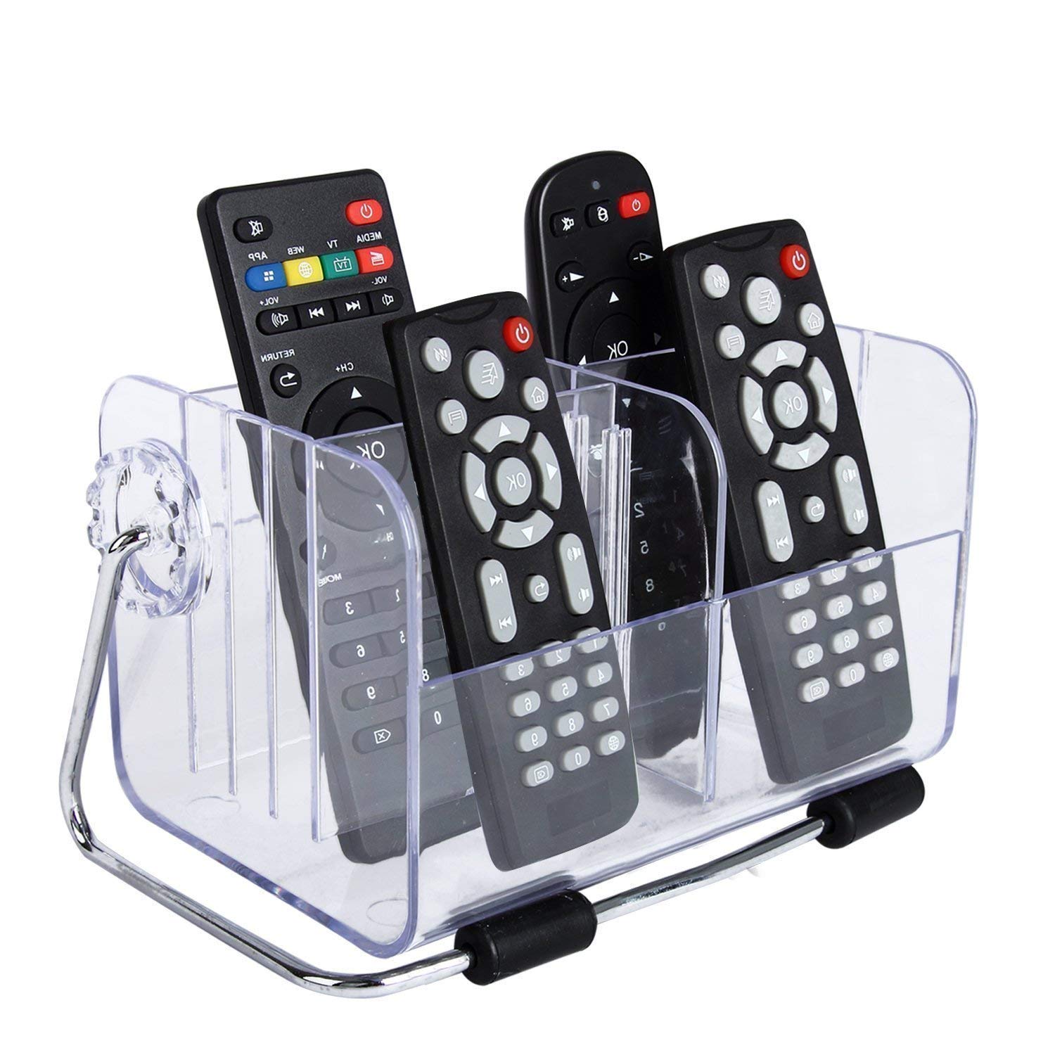 RABBONIX Multipurpose Acrylic Remote Control Holder Stand Organizer For Home & Office (18 * 12 * 11 Cm, Transparent, Stationery)