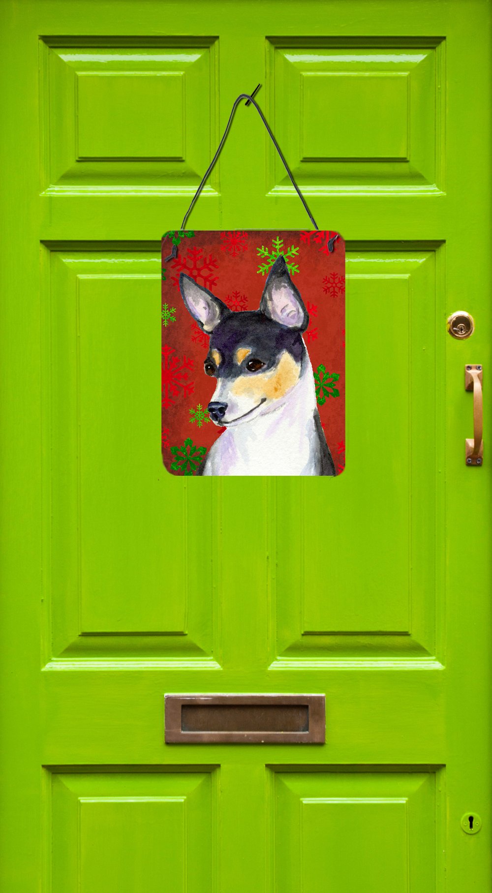 Caroline's Treasures SS4725-CO1 Chihuahua Red and Green Snowflakes Holiday Christmas Ceramic Ornament, 3 in, Multicolor