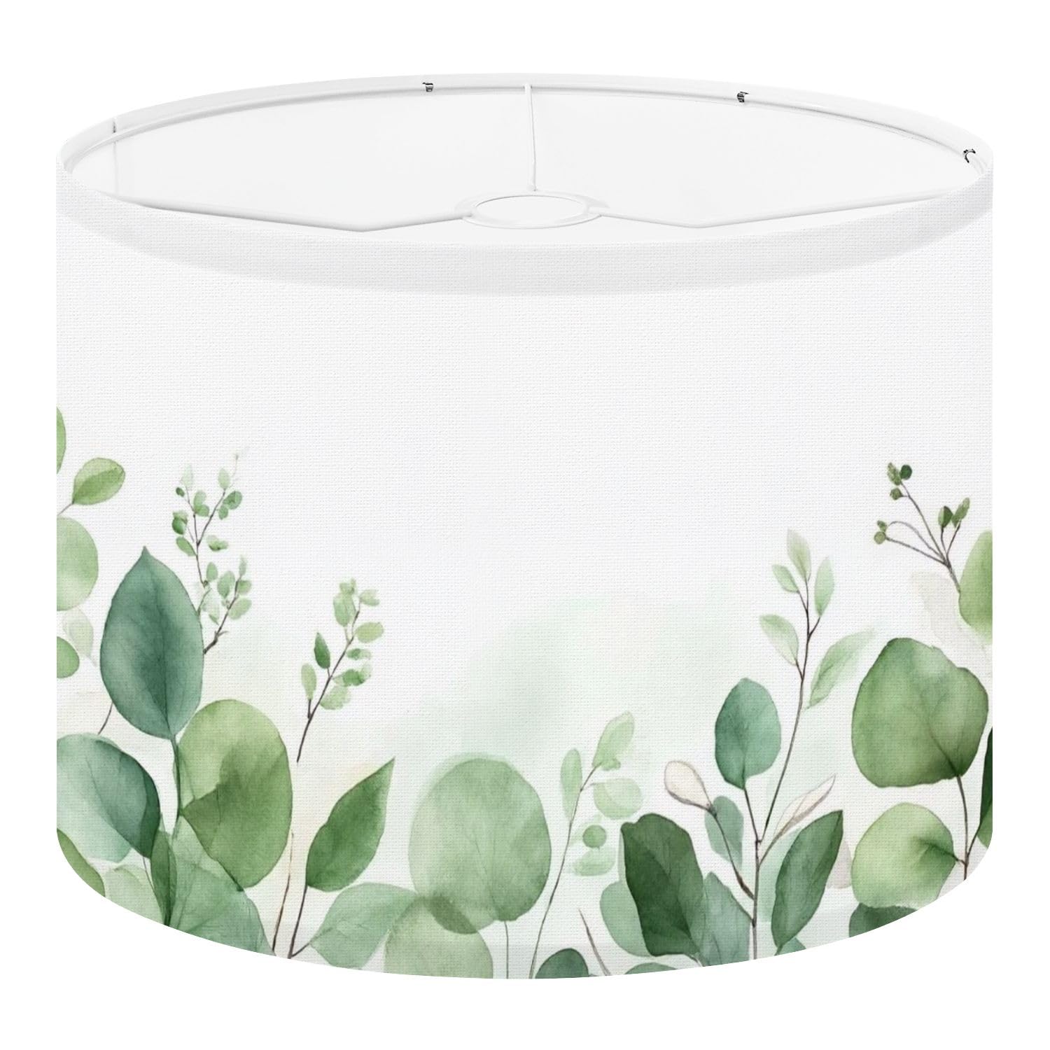 Drum Lamp Shade Large Lampshade Rustic sage Green Eucalyptus Design Trendy Floral Design Natural for Floor Lamps Table Lamps Pendant Light Linen Lampshades Replacement Bedside Light Shades