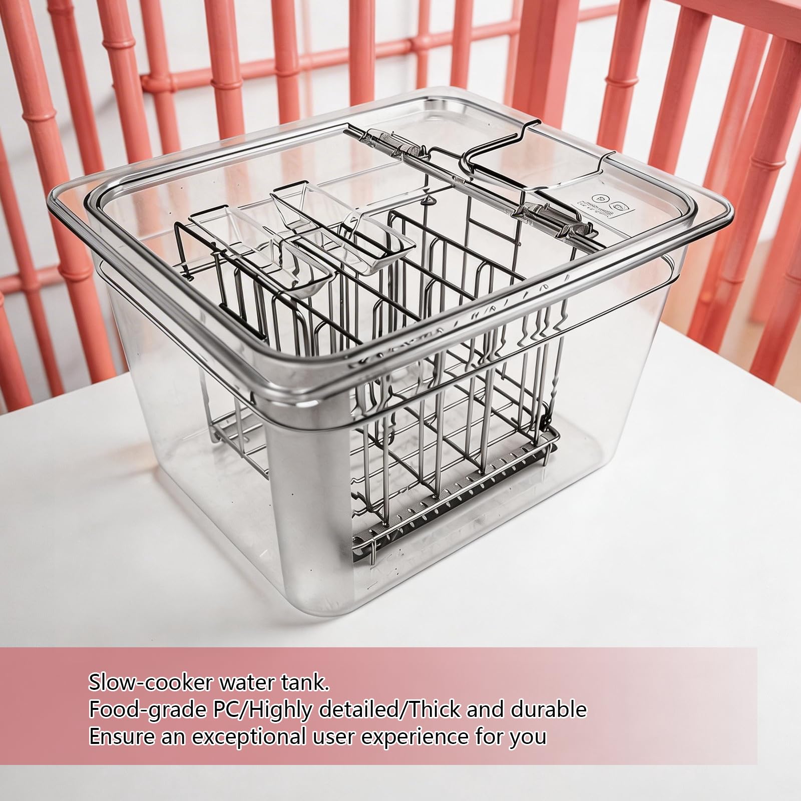 Sous Vide Behälter, 11L Upgrade mit Klappdeckel und Edelstahl-Rack 32,5×26,5×20 cm für Meisten Sous Vide Garer Multifunktionaler Transparenter Behälter Geeignet zum Kochen von Fisch und Fleisch