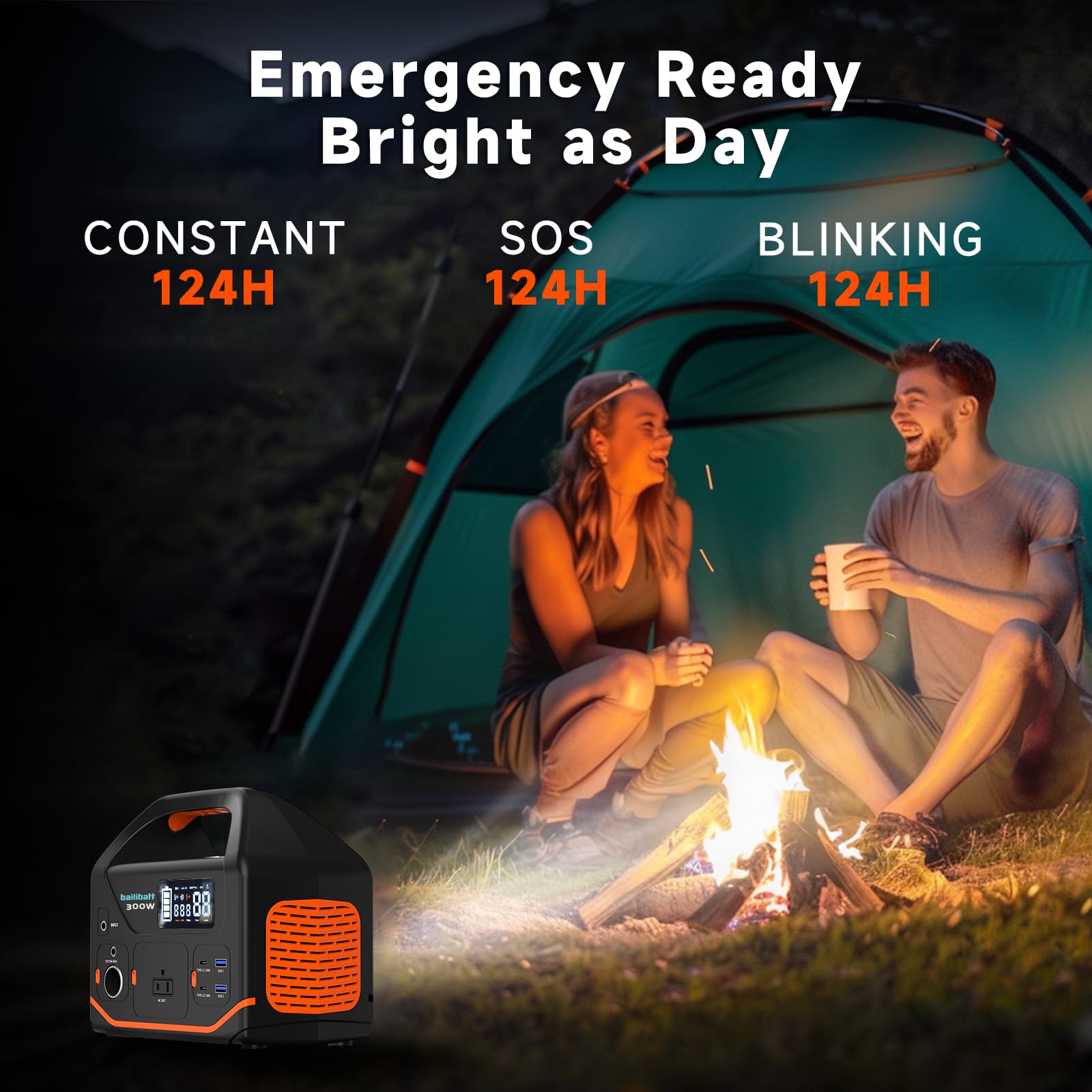 Estación de energía portátil, generador de energía de 266 wh batería de litio de 300 W, estación de energía para camping, uso doméstico, exteriores, respaldo de emergencia con salida de CA de onda