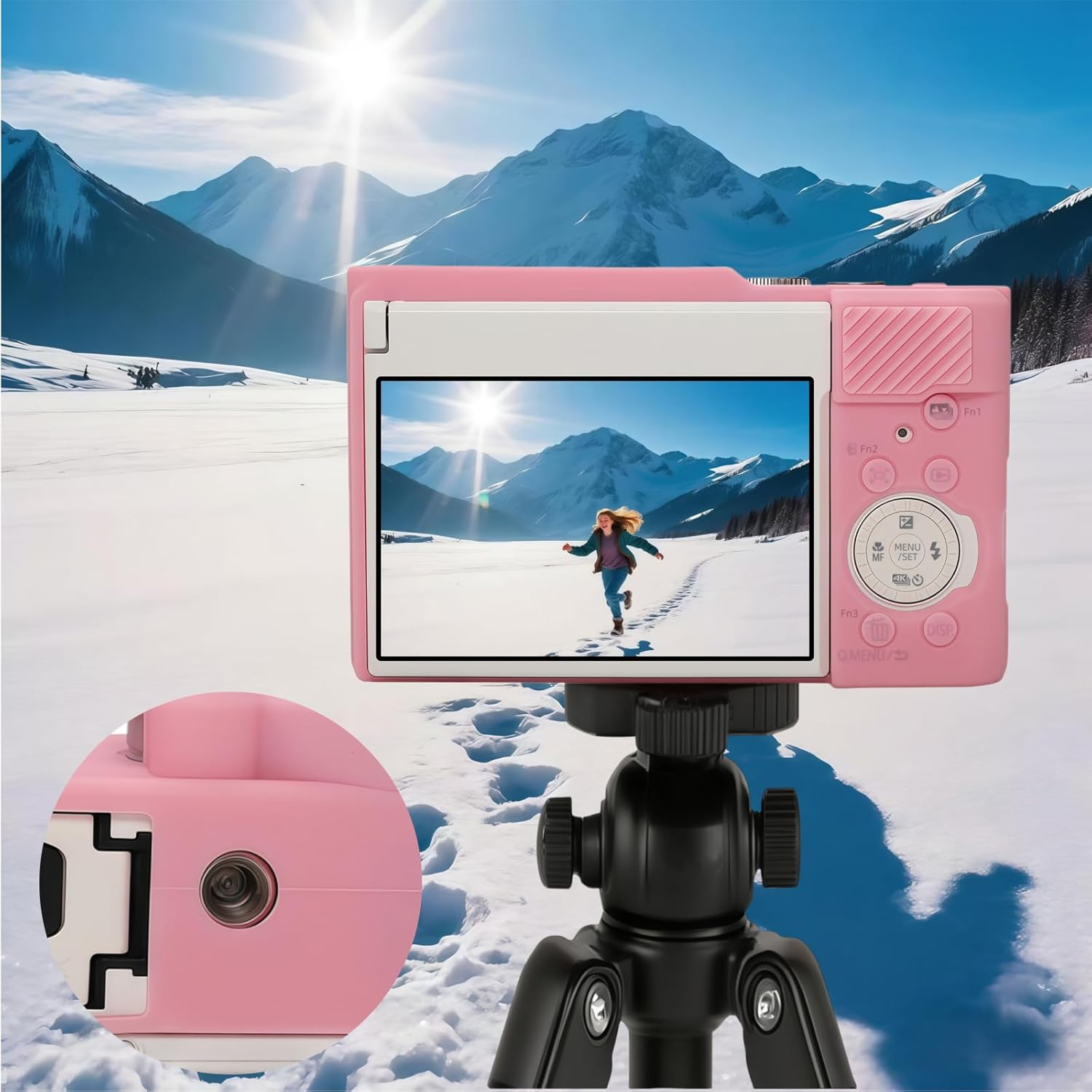 Protective Silicone Case for Panasonic Lumix ZS99, with Adjustable Wrist Strap and Removable Lens Cover, Anti-Slip and Shockproof Design.Lumix ZS99 Accessories. (Pink) - Image 6