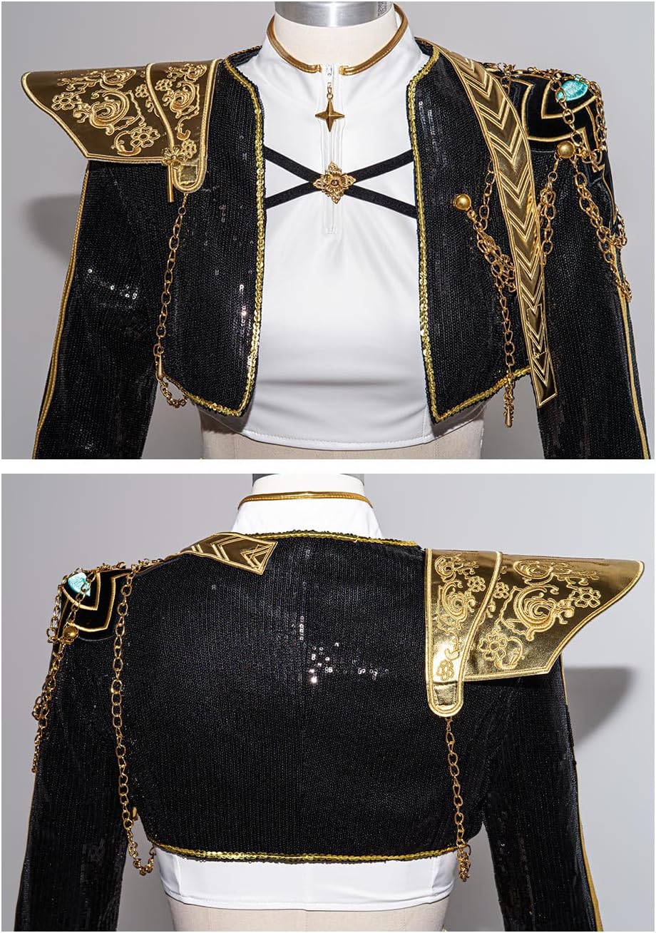 OSIAS Women Rumi Cosplay Costume Golden Stage Outfit Black With Sequined Design