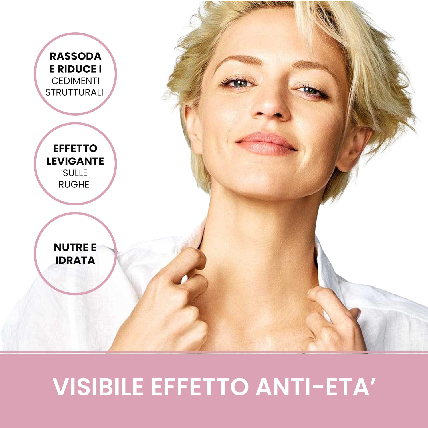 Crema Rassodante Collo e Décolleté Effetto Lifting per Ridurre Rughe, Perdita di Tonicità e Rilassamento Cutaneo - Formula Naturale Approvata da Dermatologi Italiani