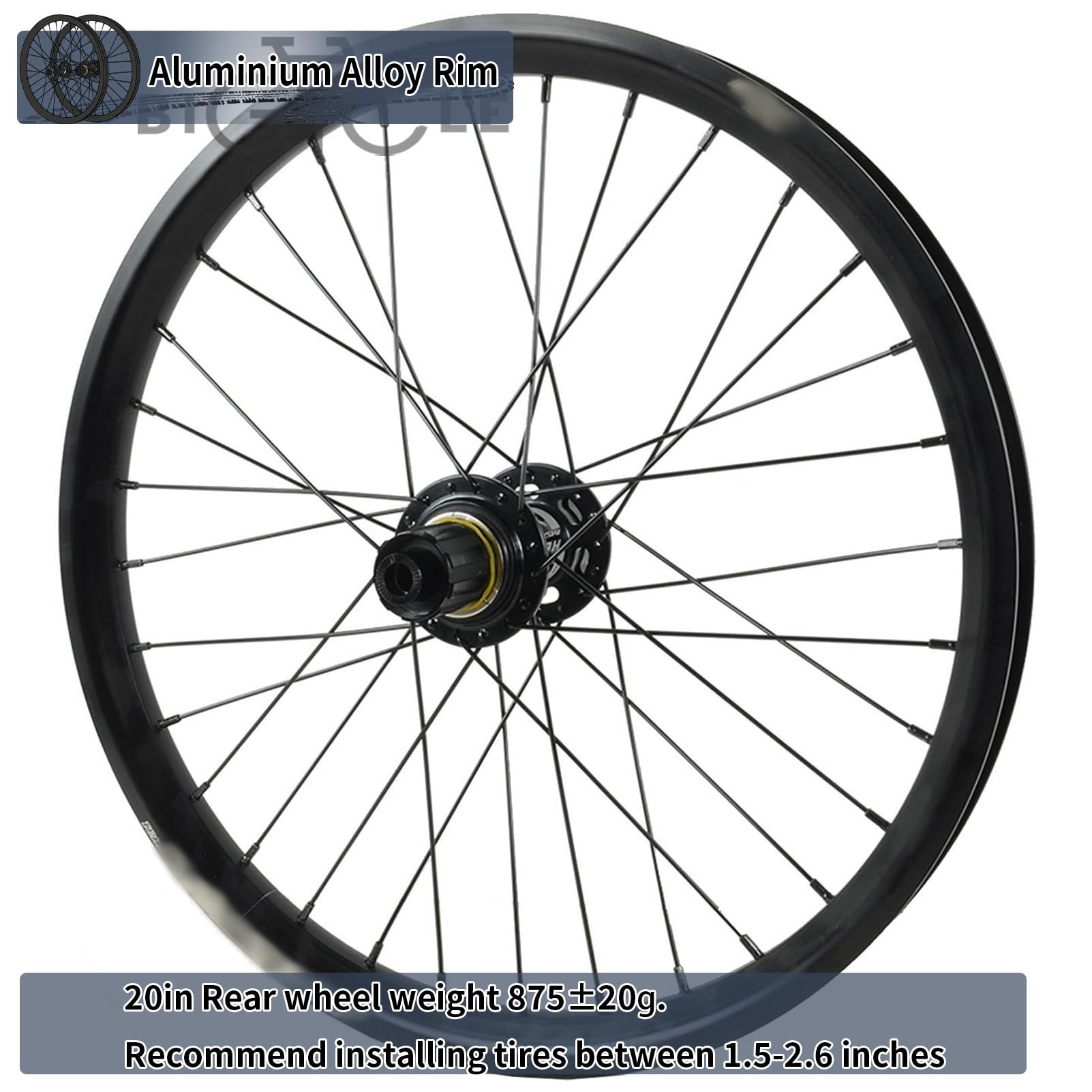 20 Zoll Steckachse Fahrrad-Laufradsatz 15x100/12x142mm 32H Naben