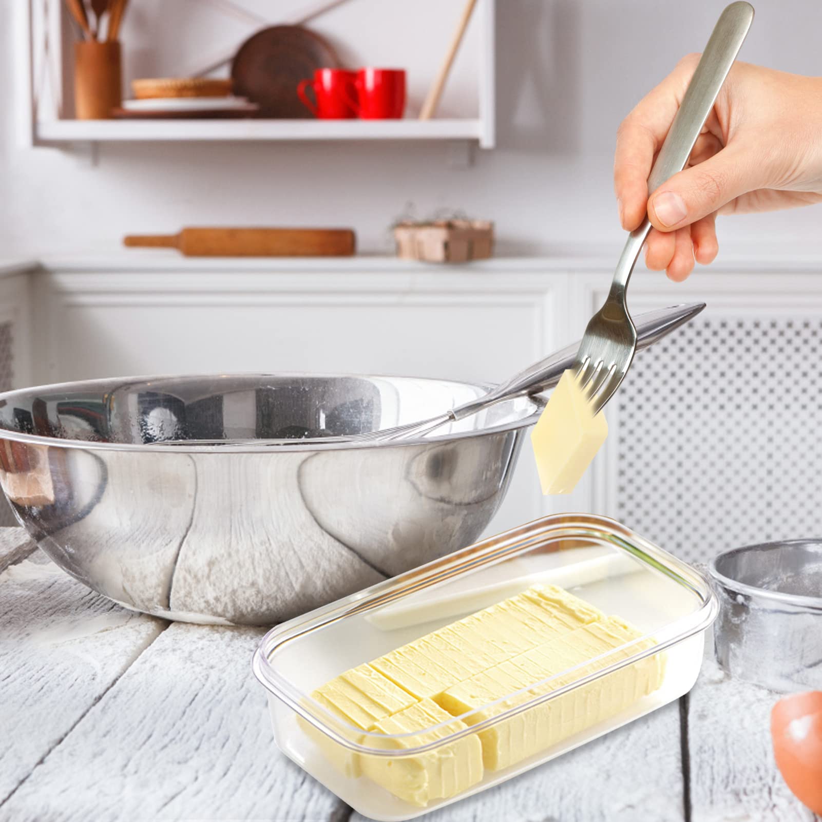 Burriera In Plastica Con Taglierina Integrata – Contenitore Rettangolare Per Burro E Formaggio, Pratico Organizer Da Cucina, Bianco
