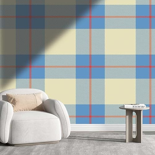 Adhesivo de papel de pared para cocina, diseño a cuadros, fondo de televisión, apto para bricolaje (ancho), 137.8 pulgadas de ancho x 110 pulgadas