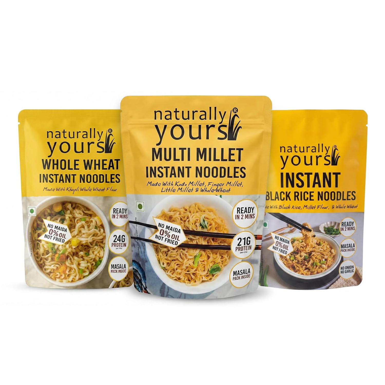 Naturally Yours Healthy Starter Combo Instant Noodles Pack of 3 | Whole Wheat, Multi Millet & Black Rice | High Protein, No Maida, Non-Fried, Jain Friendly, Clean Label Nutrition-image-5