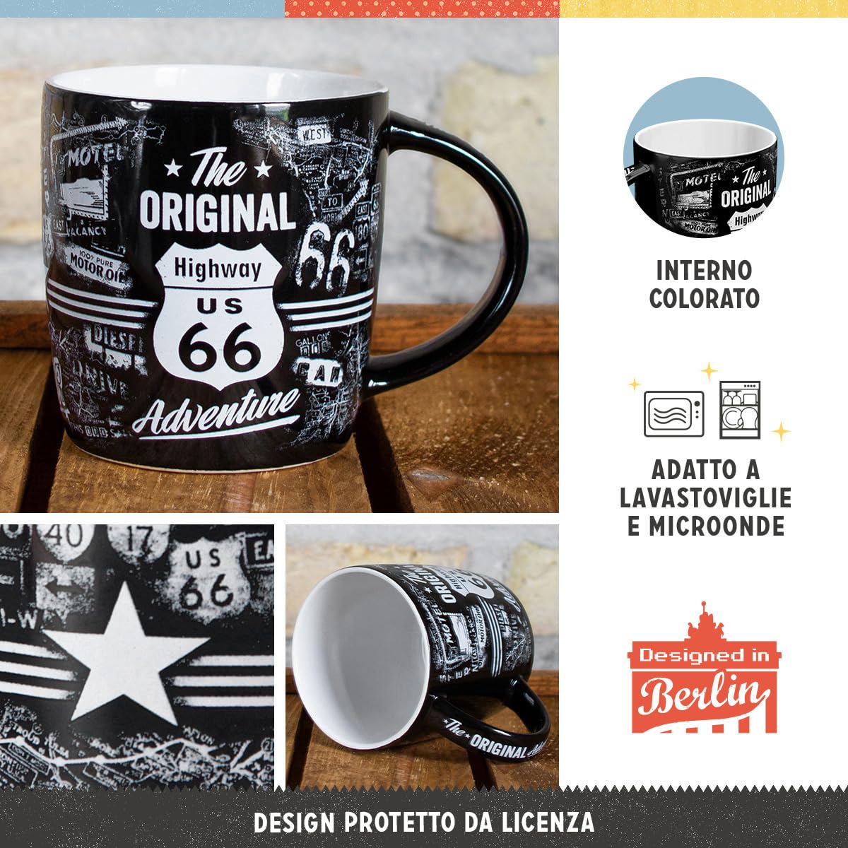 330ml Diseño Vintage Logo Motorcycles Taza Café Nostalgic-Art Moto Guzzi - Diseño Vintage, 330 Ml, Plástico, Para Exteriores Taza Café Moto Guzzi