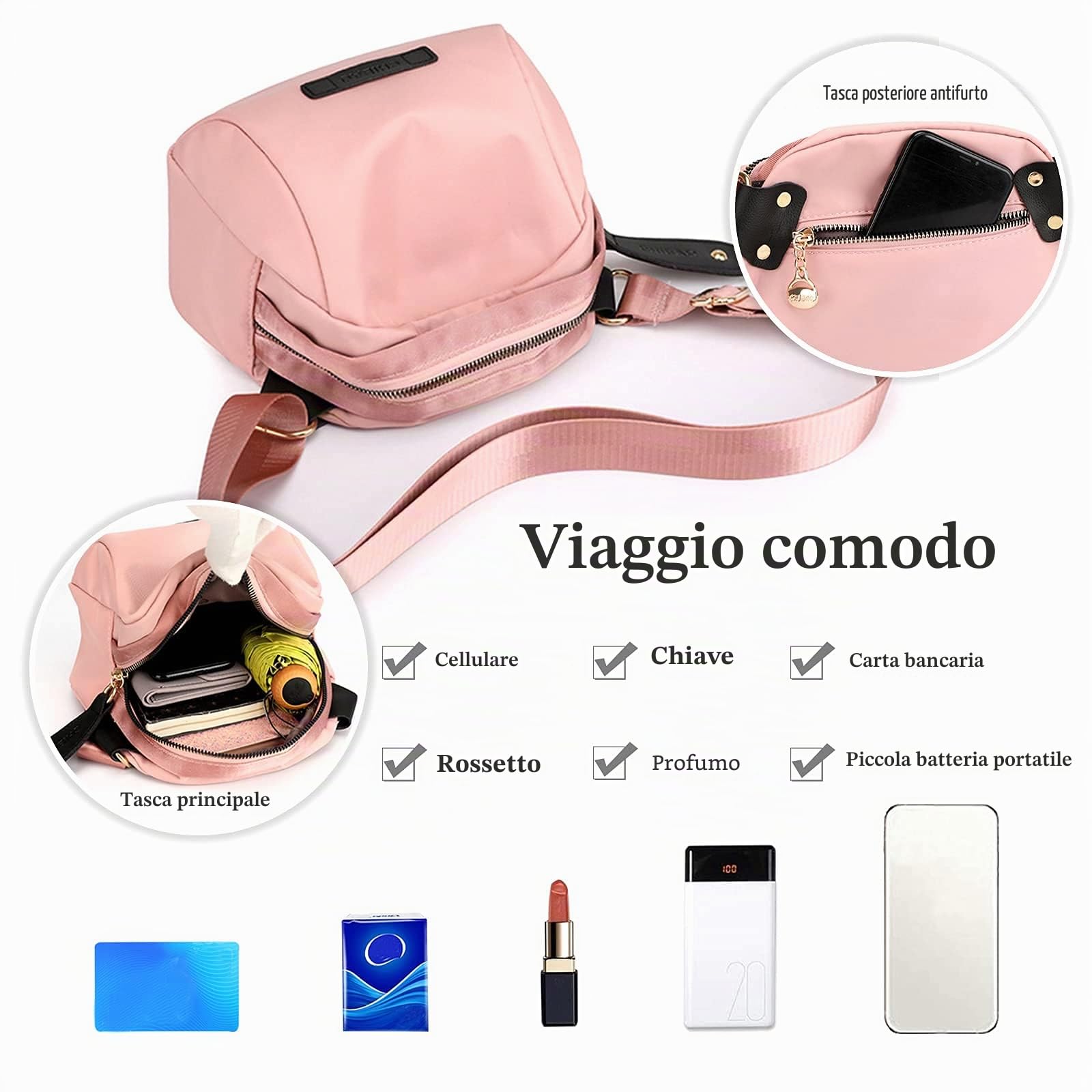 Donna Borsa a Tracolla Casual Borse a Spalla Ragazza Marsupio Leggero Borsa per Cintura per Lavoro Viaggi Shopping Escursioni Sport