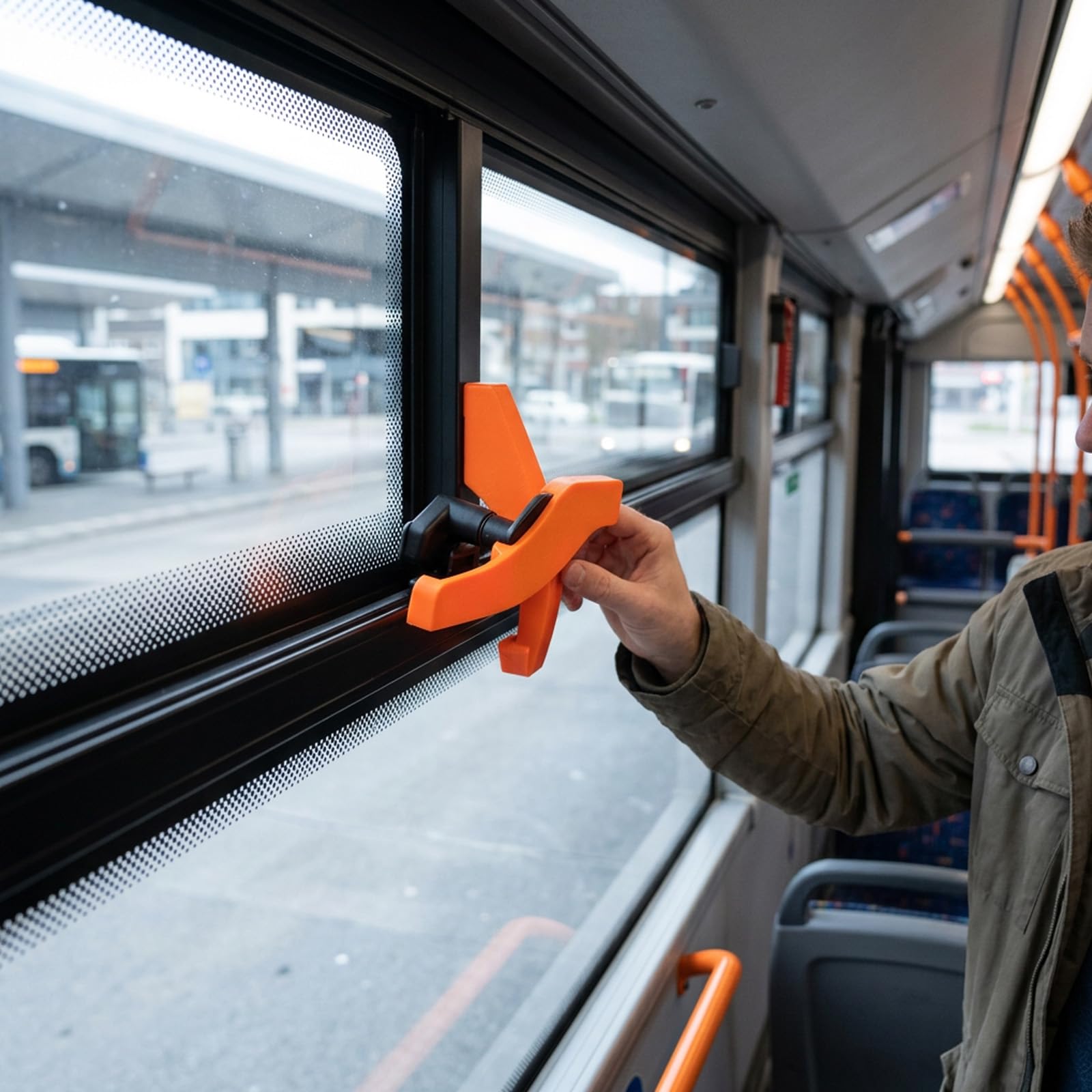 4 Stück Fenstersicherung Wohnmobil, Wohnmobil Fensterriegel aus UV-Beständigem Kunststoff mit Drahtsicherung und Manipulationsschutz(Orange)