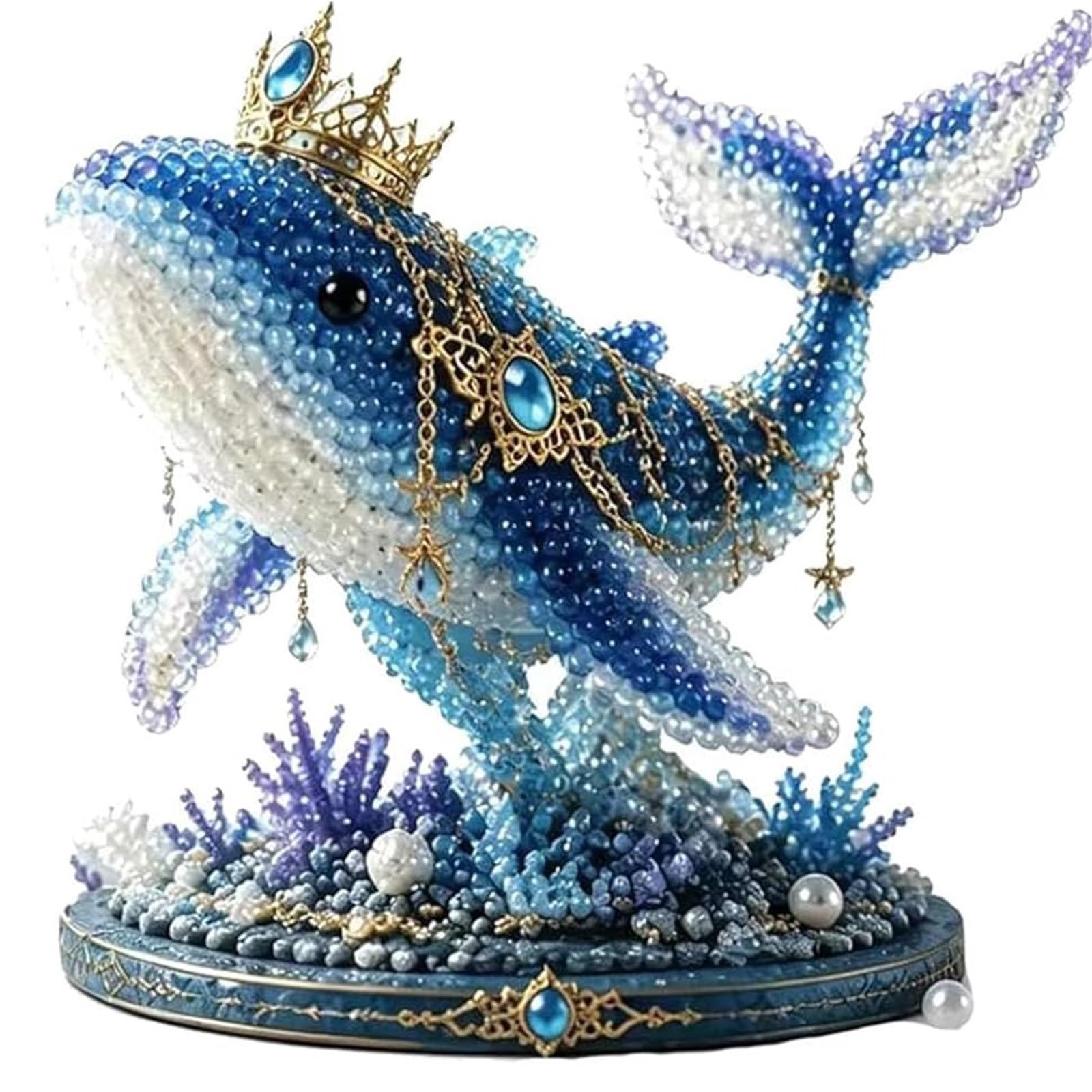 ANQKYO Mythical Ocean DIY Bead Kit for Beginners Mythical DIY Bead Kit for Beginners, 3D Beaded Animal Making, Underwater Embroidery Set(Whale)