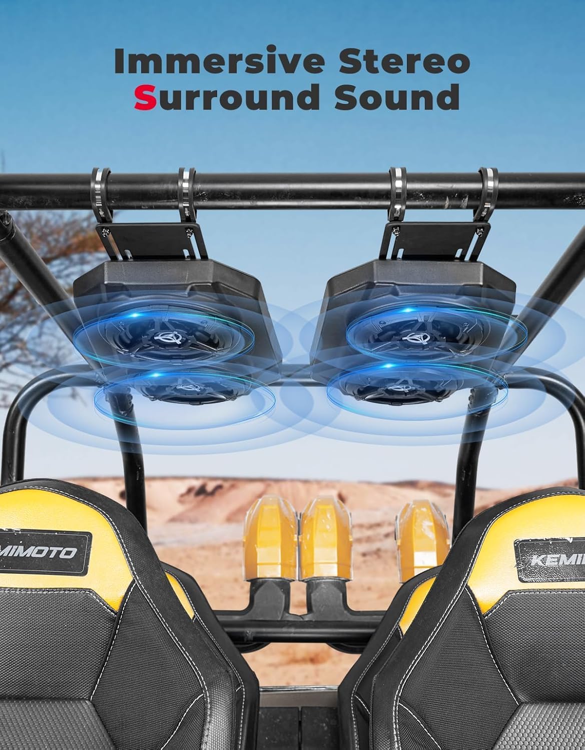 KEMIMOTO UTV Sound System 65-Inch Bluetooth Speakers - Dettaglio