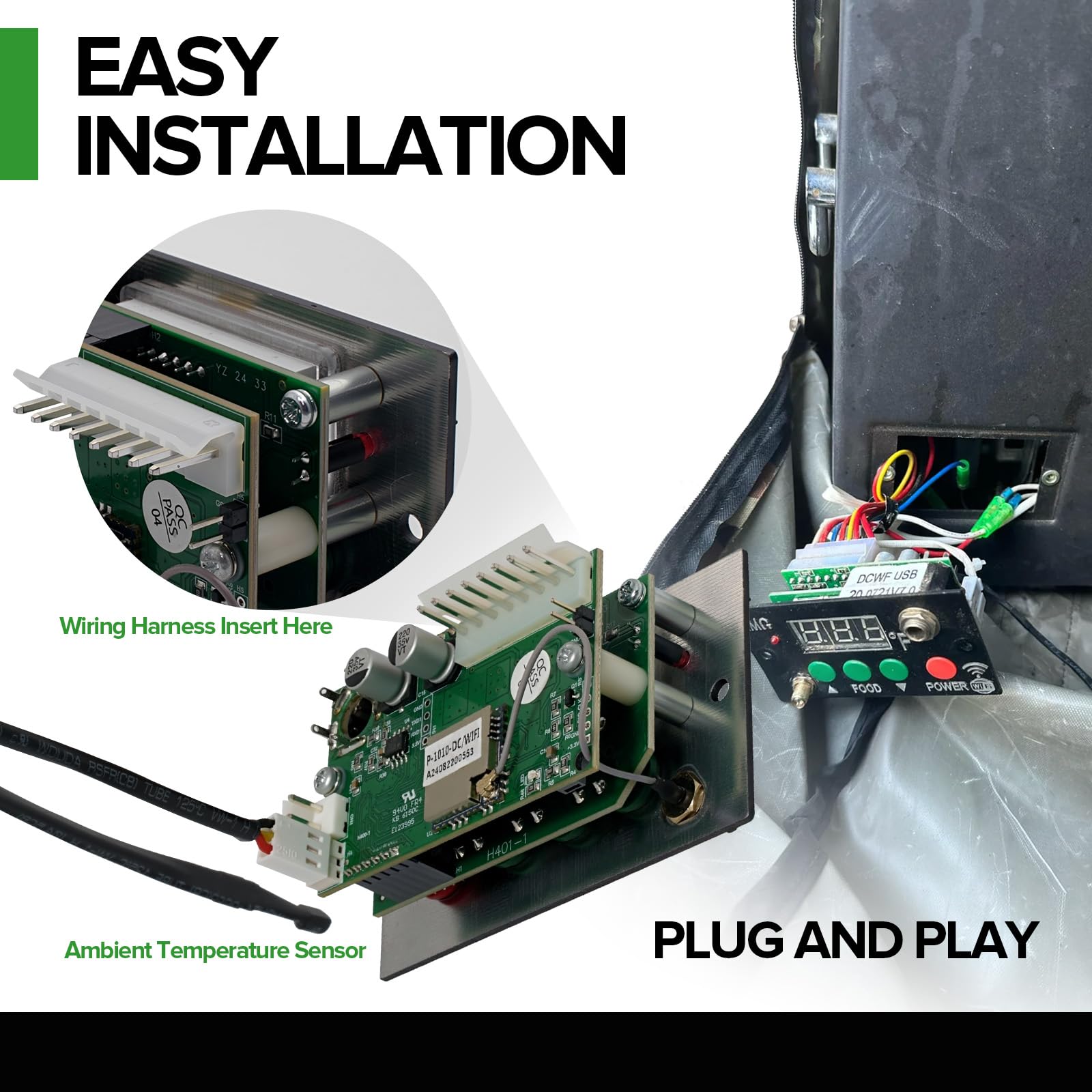 Placa de circuito de control digital con antena, compatible con Green Mountain Grills Davy Crockett Prime & Trek con WiFi, número de pieza P1010/P-1751