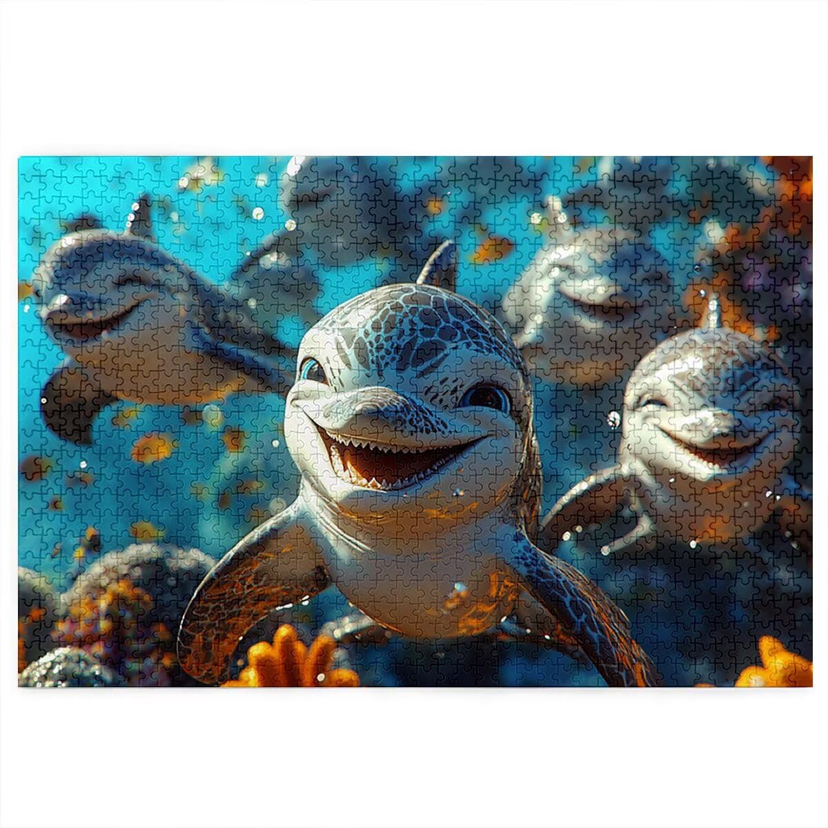 Puzzle 1500 Piezas Adultos, Puzzle 1500 Piezas de Madera, Rompecabezas para Adultos Animal Patrón, Rompecabezas Desafiante para Toda la Familia, Regalos Originales para Mujer, Tema: Delfín, B-94