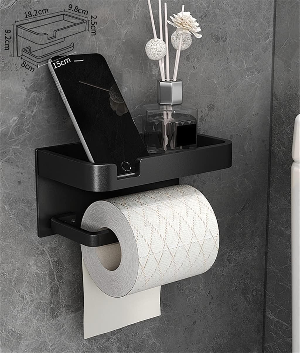 Bathroom Paper Holder Aluminum Roll Phone Shelf Mobile Towel Rack Toilet Tissue Box(D)