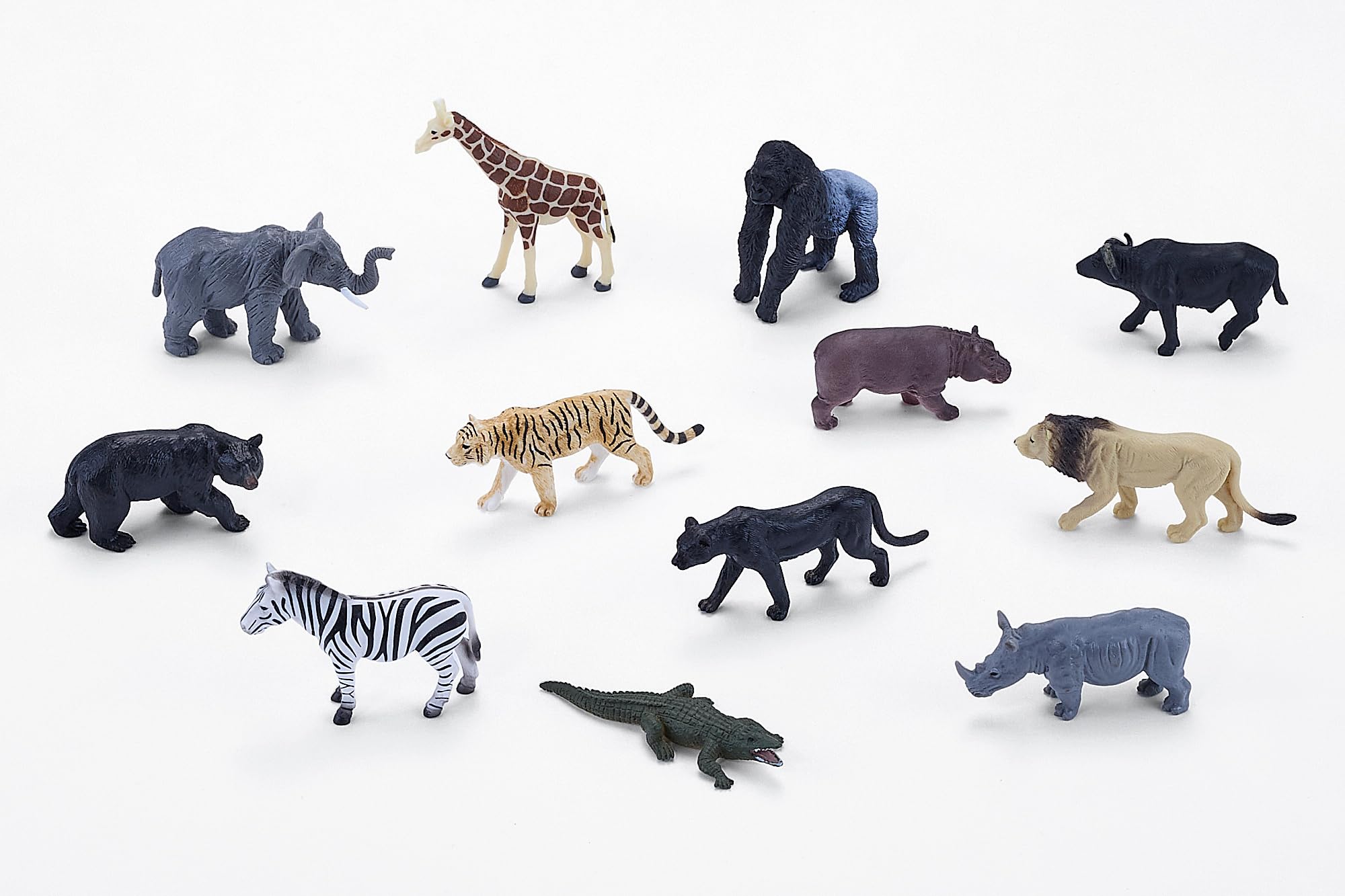 MOJO, African Wildlife Mini Worlds Tube Playset 12pc Lions, Giraffe, Gorilla, Panther, Rhino, Elephant, Zebra, Tiger, Hippo - Image 3