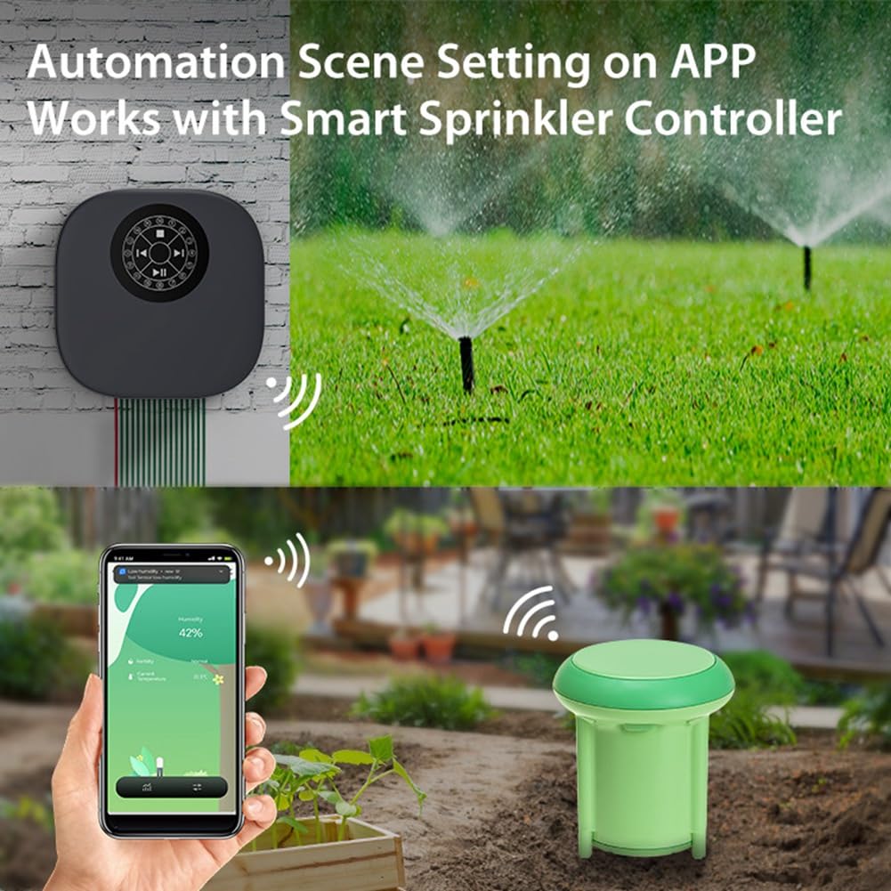 Correa 2 Pezzi Tuya Smart Zigbee Tester del Suolo Misuratore di Temperatura e Umidità Termoigrometro Rilevatore di per Automazione del Giardino