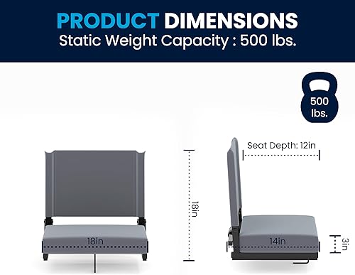 Vista 63 de EMMA + OLIVER Silla de estadio ligera con asiento ultra acolchado, 500 libras. Clasificado Verde cazador