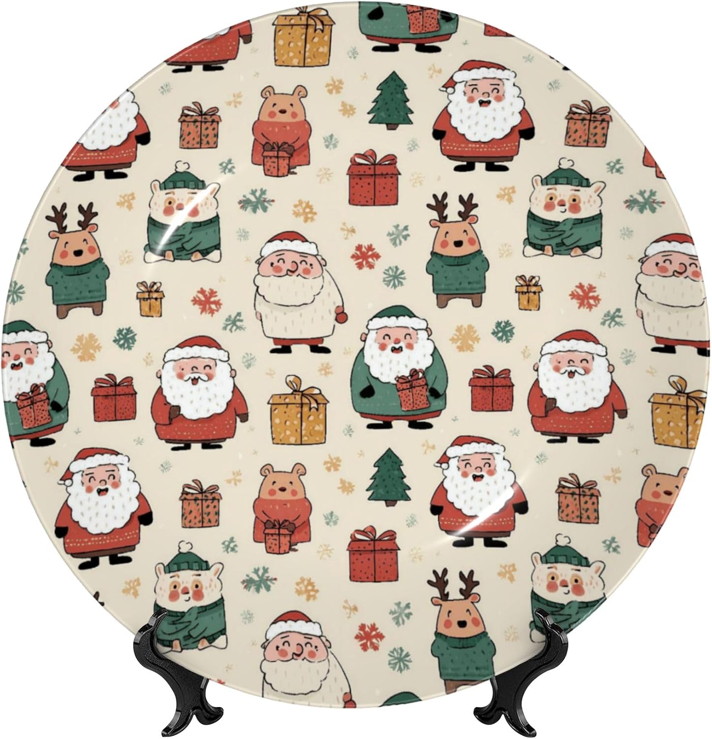 Decorative Plate Ceramic Plate for Wall Hanging 10in Accent Plate for Office Living Room Hallway Table Decor - Merry Christmas Santa Claus 4