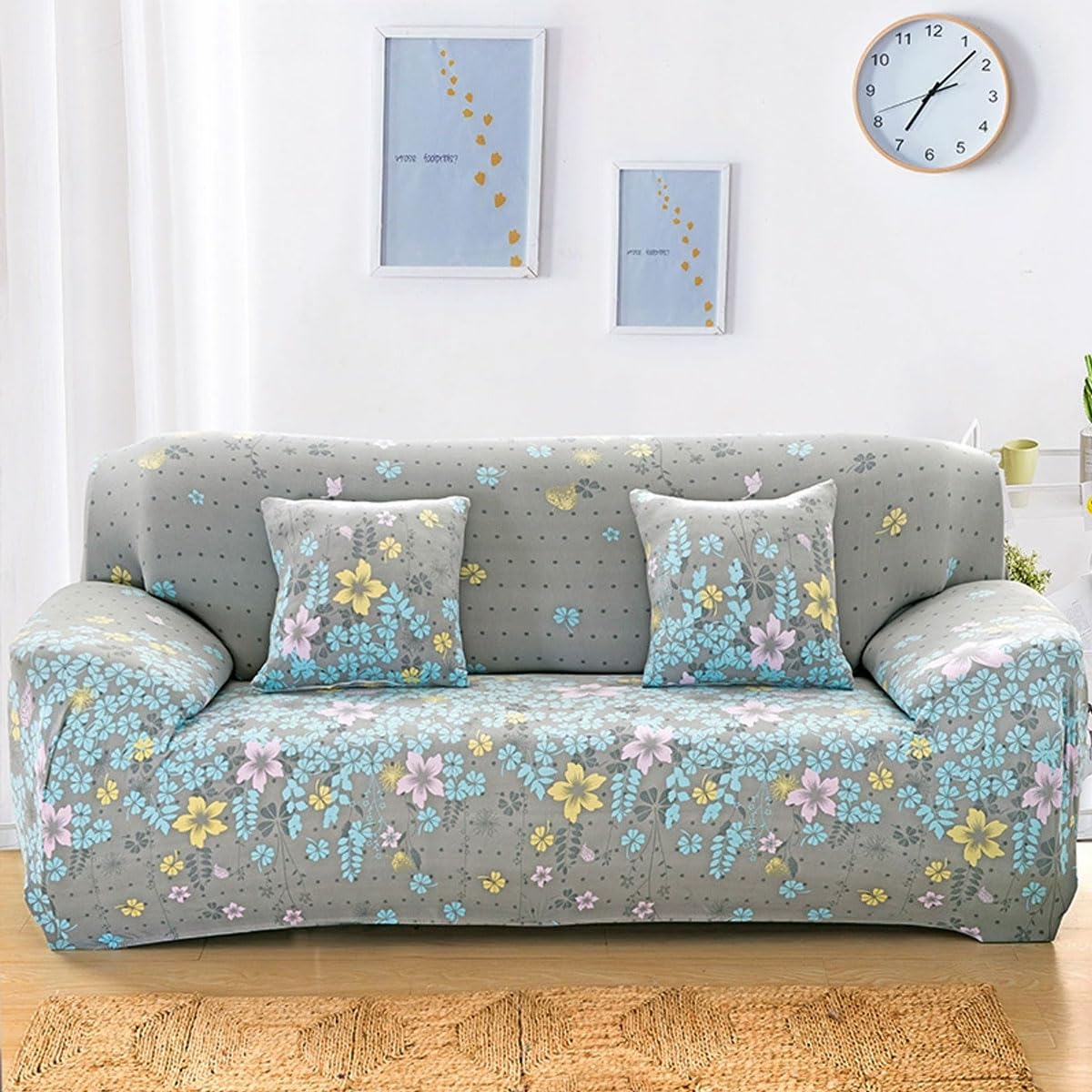 Sswh F Sofa Cover 1 2 3 4 Seater High Stretch Sofa Covers Printed Pattern Sofa Covers Non Slip Couch Covers All-Inclusive Couch Covers Universal Sofa Slipcovers Or C(Size:2 Seater(145-185Cm),Color:f)