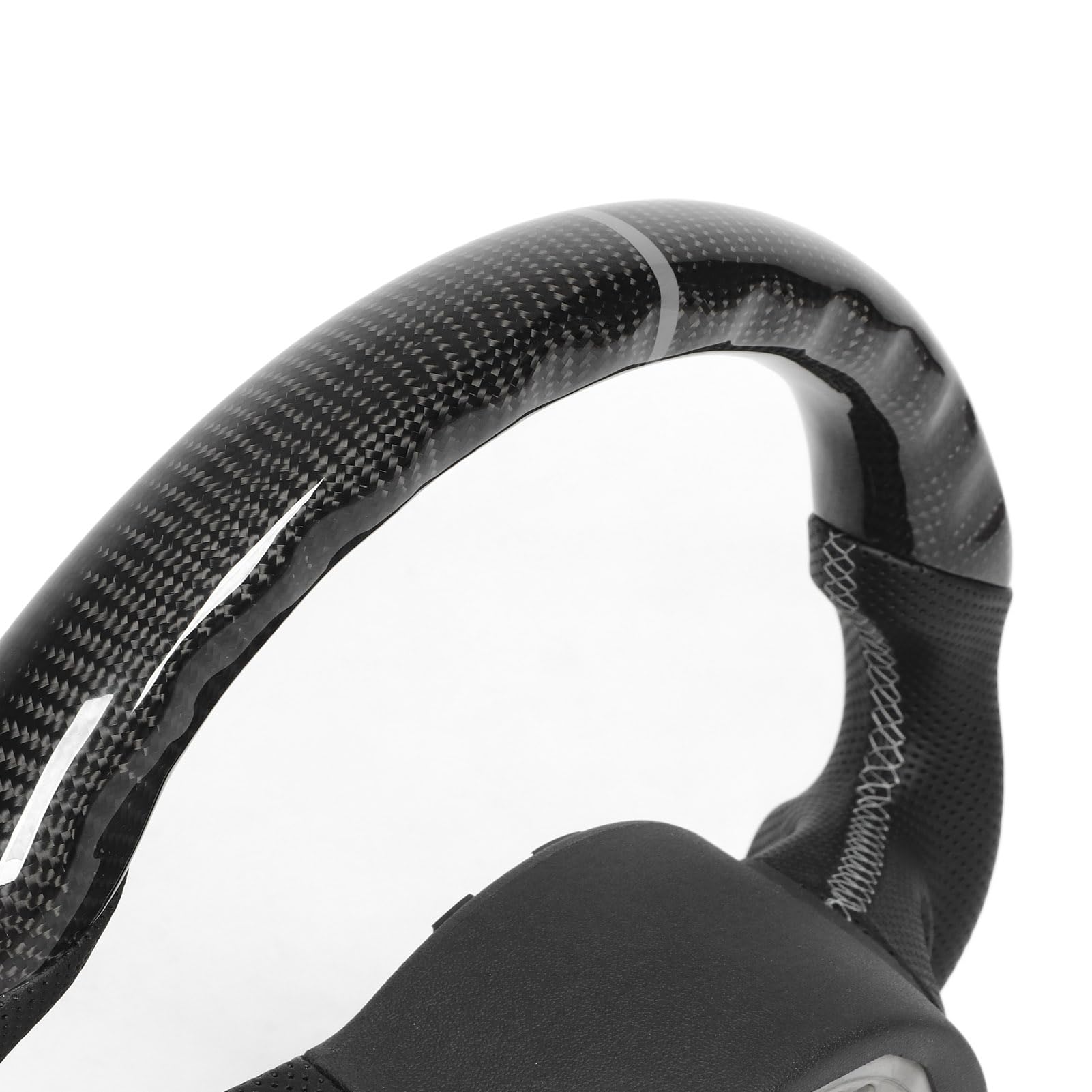 Real Carbon Faserlenkrad mit Perforiertem Leder, überlegener Griff Flacher Boden D -Typ Rennsport, Geeignet für 42 20072015, TT TTS TTRs 8J 20062014